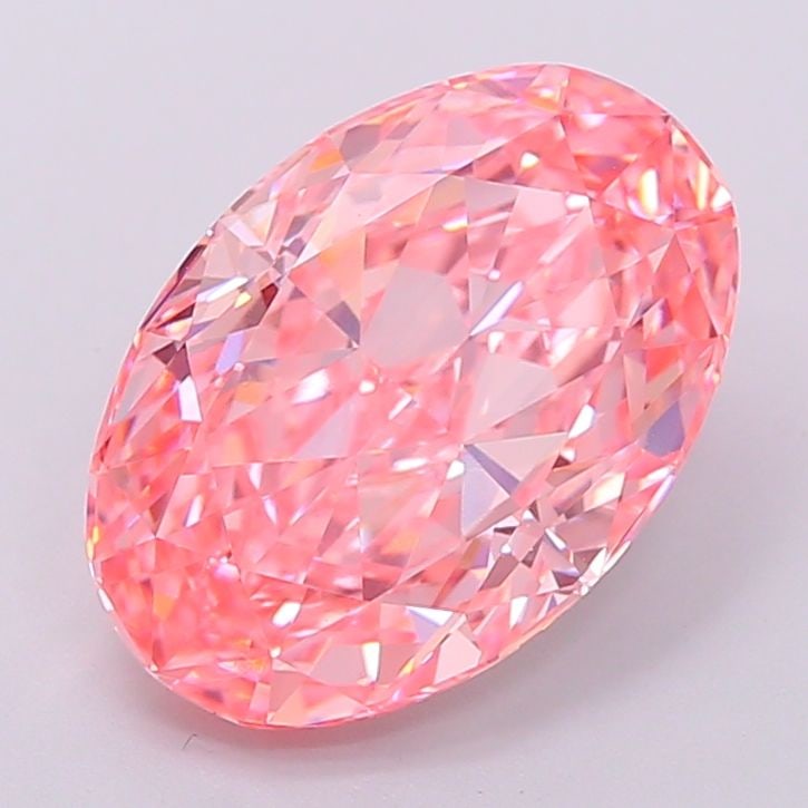 IGI Oval 4.52ct Fancy Vivid Pink VVS2 Loose Lab Diamond: IGI Oval 4.52ct Fancy Vivid Pink VVS2 Loose Lab Diamond Experience the breathtaking beauty of a lab-grown Fancy Vivid Pink diamond, certified by the International Gemological Institute (IGI) as VVS2
