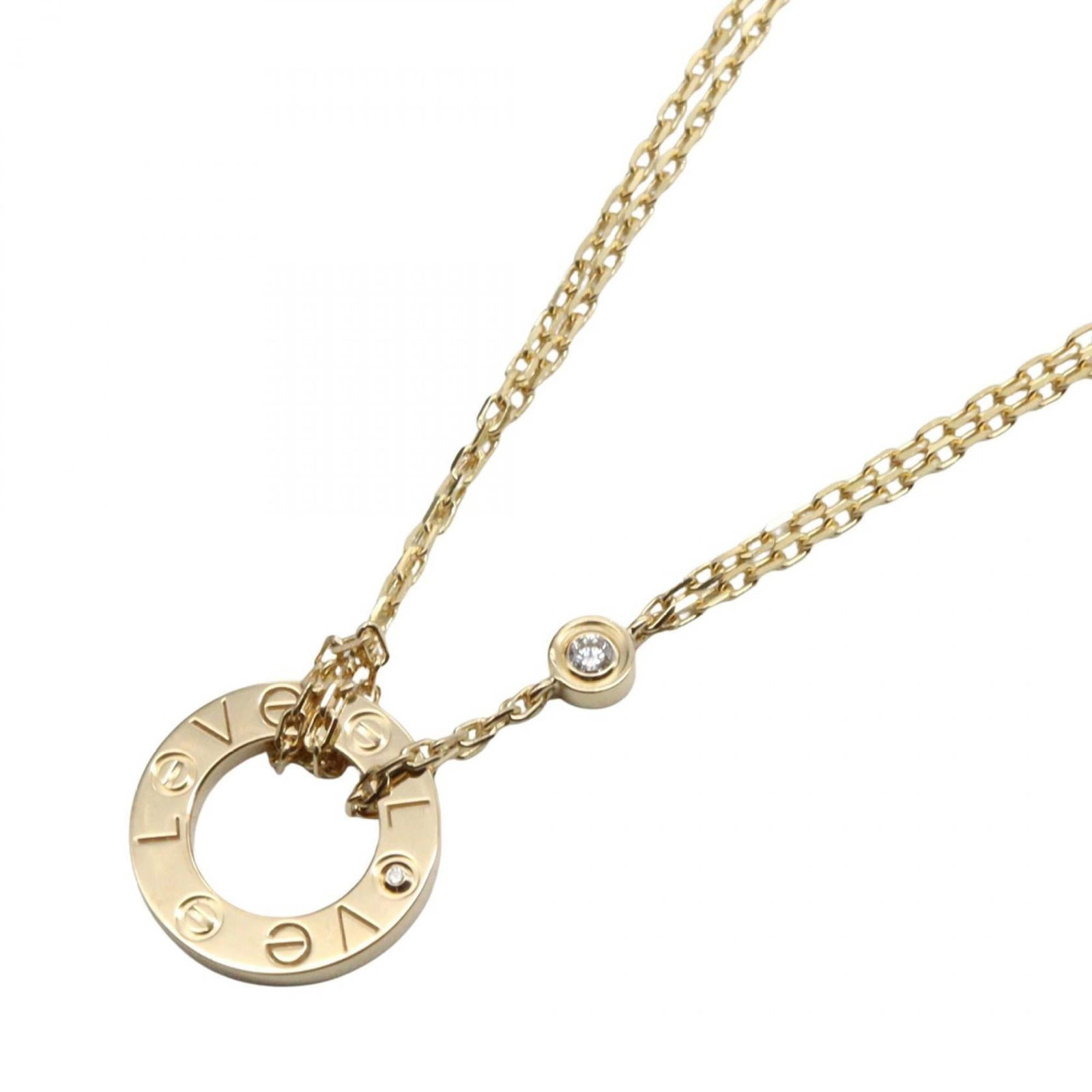 Cartier Love Circle 2PD Necklace in 18k Yellow Gold with Diamonds and Clear Gold.: Cartier Love Circle 2PD Necklace in 18k Yellow Gold with Diamonds and Clear Gold. Elevate your elegance with the iconic Cartier Love Circle 2PD Necklace, crafted in 18k yellow gold and adorned with sp