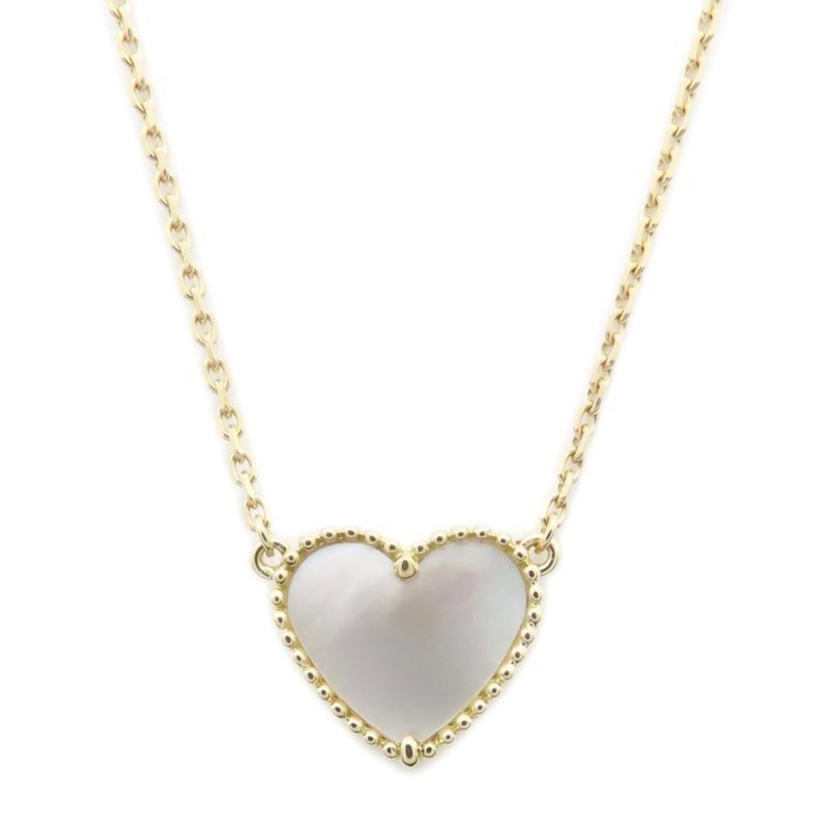 Van Cleef & Arpels Lucky Alhambra Heart Necklace in 18K White Gold with Mother of Pearl for Women.: Van Cleef & Arpels Lucky Alhambra Heart Necklace in 18K White Gold with Mother of Pearl for Women. Elegant and sophisticated, the Van Cleef & Arpels Lucky Alhambra Heart Necklace shines with 18K white