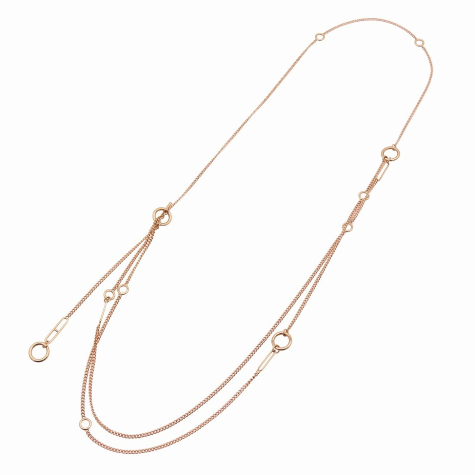 1314 Hermes Like New Herms Echapp KL8PG Long Necklace 750 Pink Gold 35.3g Jewelry: 1314 Hermes Like New Herms Echapp KL8PG Long Necklace 750 Pink Gold 35.3g Jewelry A stunning Herm?s-inspired necklace in 18K pink gold, this long chain boasts a sleek and sophisticated design that add