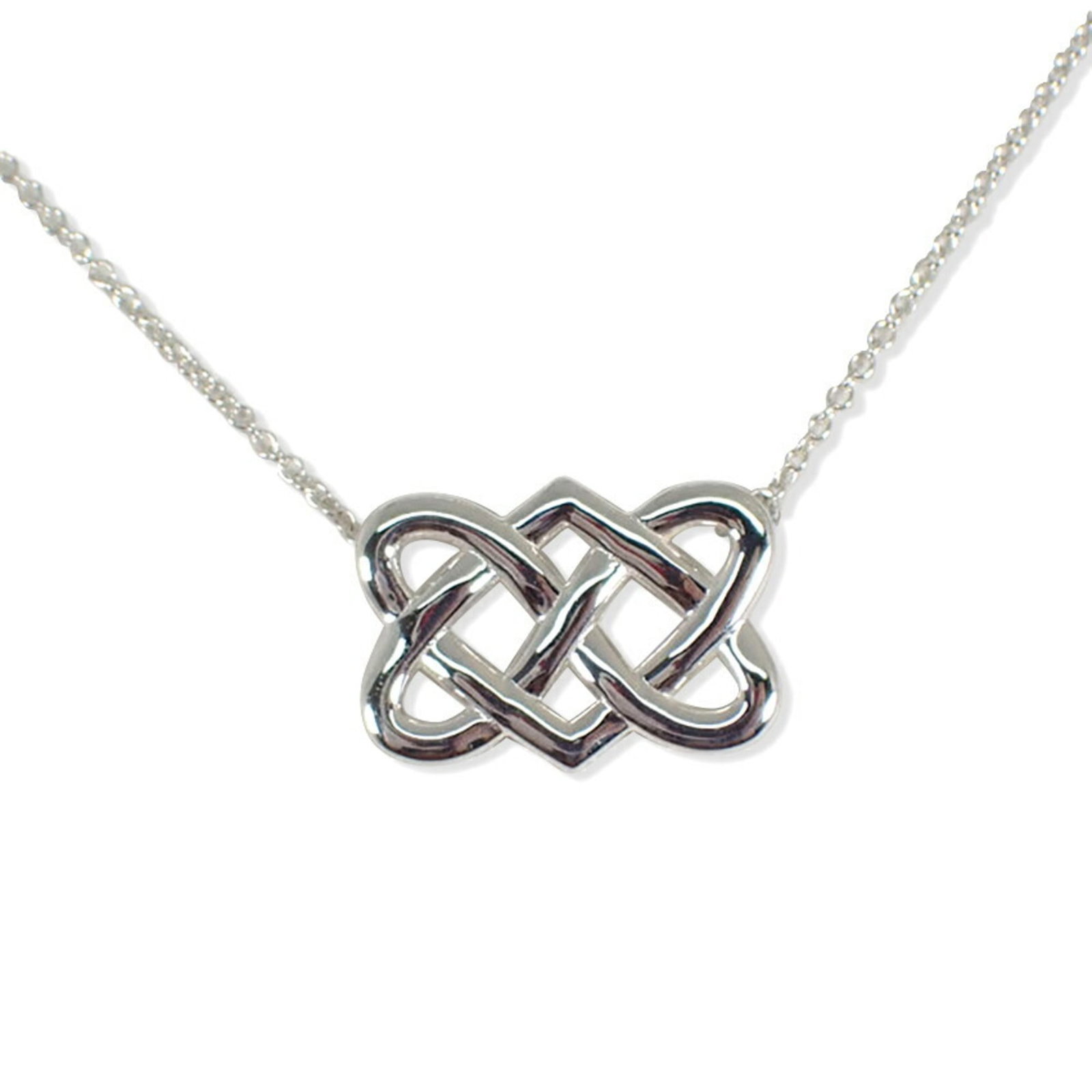 Pendant TIFFANY 925 Celtic Knot Double Heart Tag: Pendant TIFFANY 925 Celtic Knot Double Heart Tag A stunning sterling silver pendant from Tiffany & Co., the Celtic Knot Double Heart Tag is a timeless piece of jewelry that exudes elegance and sophist