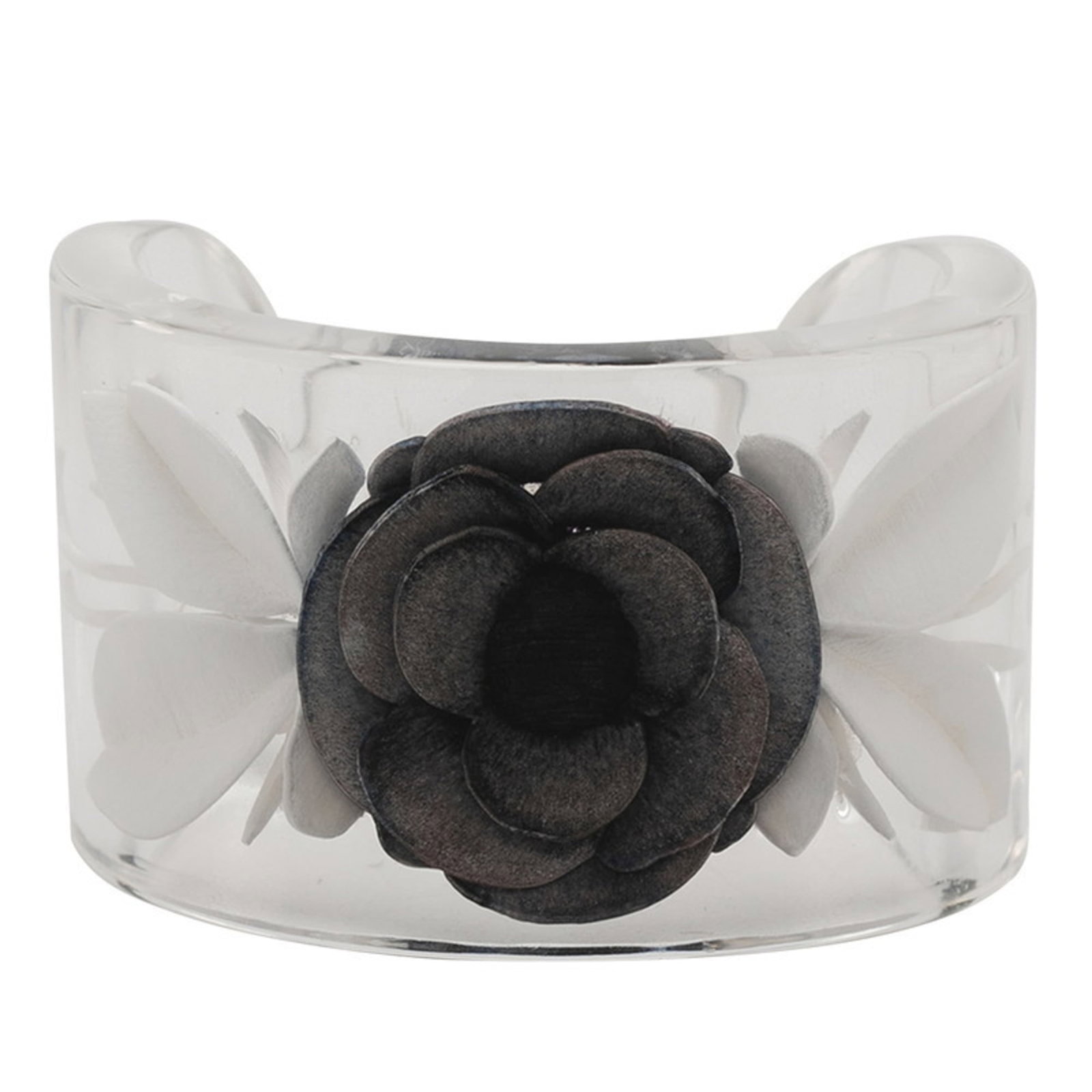 Chanel Plastic Bangle: Chanel Plastic Bangle A sleek and sophisticated Chanel bangle, this black plastic piece is a timeless accessory that adds a touch of elegance to any outfit. With its classic design and durable constru