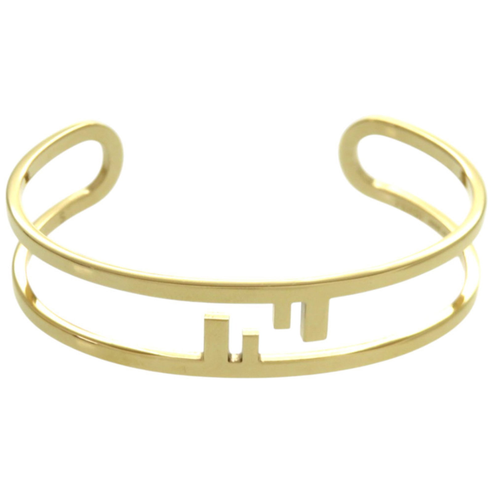 Fendi Metal Bangle: Fendi Metal Bangle Elevate your style with the iconic Fendi Metal Bangle, boasting sleek gold tones and a slender 16cm design that adds a touch of sophistication to any outfit. This pre-loved bangle i