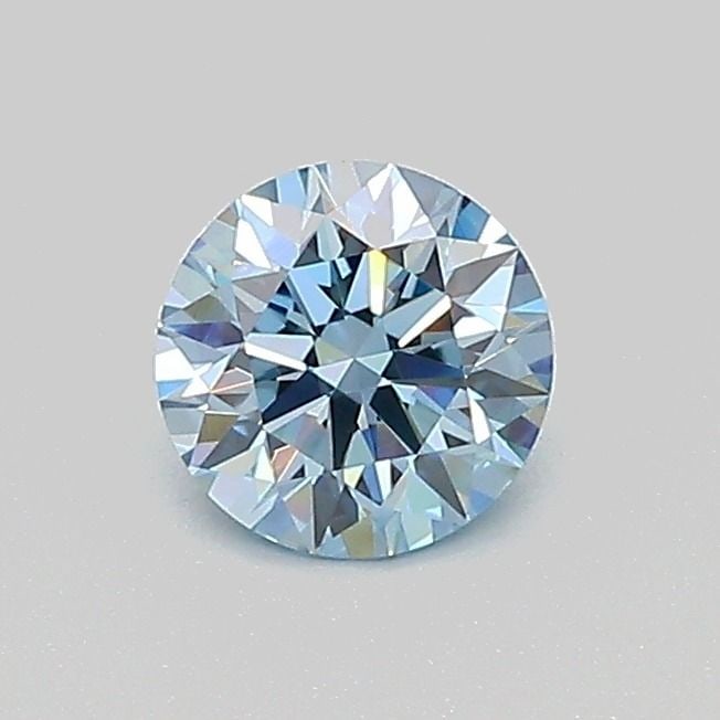 IGI Round 0.52ct Fancy Vivid Blue VVS2 Ideal Loose Lab Diamond: IGI Round 0.52ct Fancy Vivid Blue VVS2 Ideal Loose Lab Diamond Experience the breathtaking beauty of a lab-grown diamond, certified by the International Gemological Institute (IGI) as Fancy Vivid