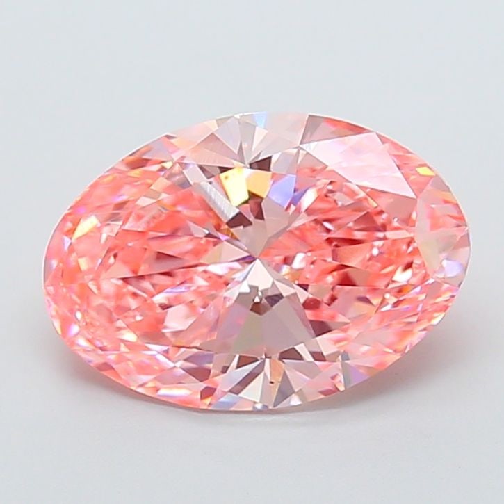 IGI Oval 3.8ct Fancy Vivid Pink VVS2 Loose Lab Diamond: IGI Oval 3.8ct Fancy Vivid Pink VVS2 Loose Lab Diamond Experience the unparalleled beauty of a lab-grown Fancy Vivid Pink diamond, certified by the International Gemological Institute (IGI) as VVS2