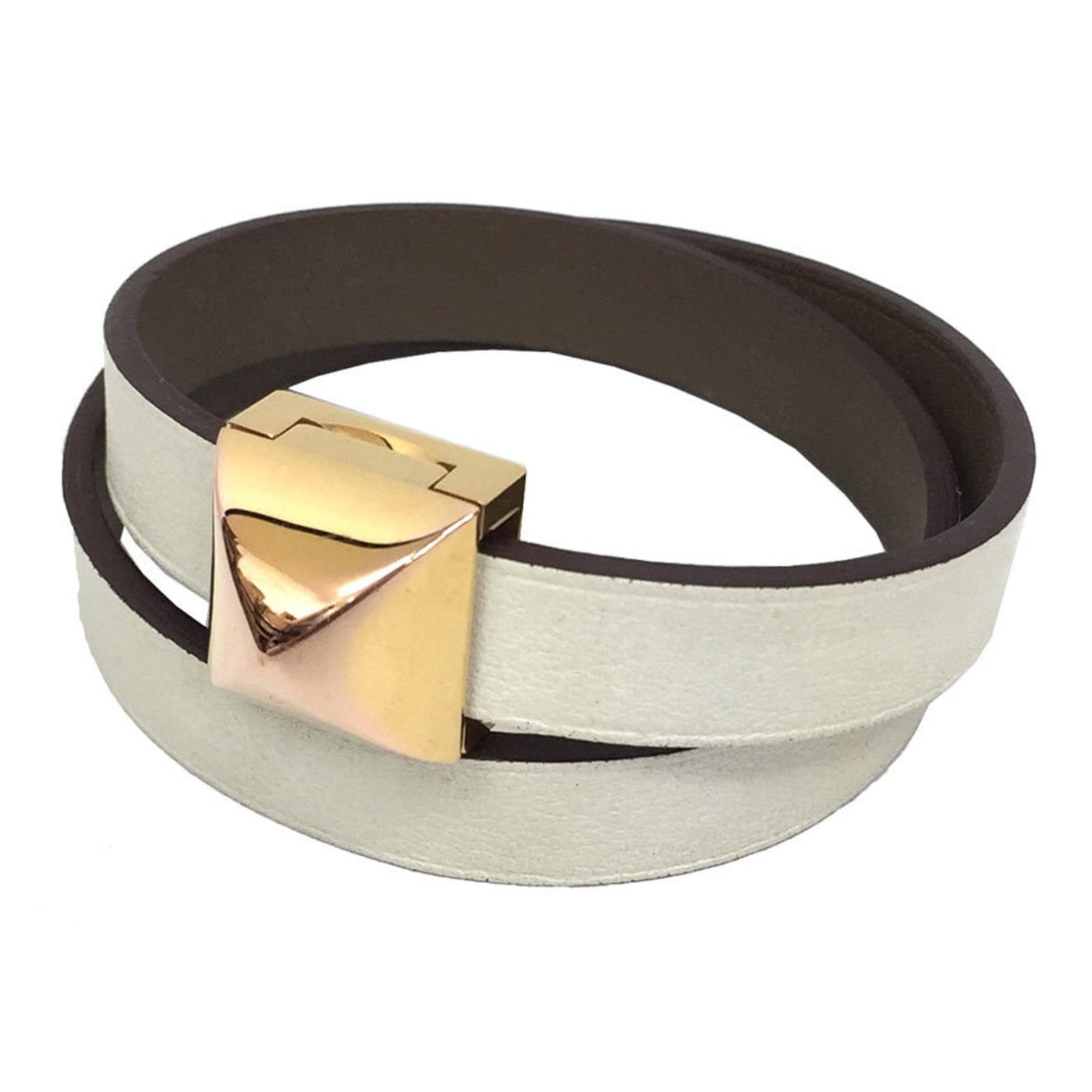 Hermes Leather Charm Bracelet: Hermes Leather Charm Bracelet A timeless piece of elegance, this Hermes Leather Charm Bracelet boasts rich Etoupe Gray and White leather, perfectly crafted to add a touch of sophistication to any outf
