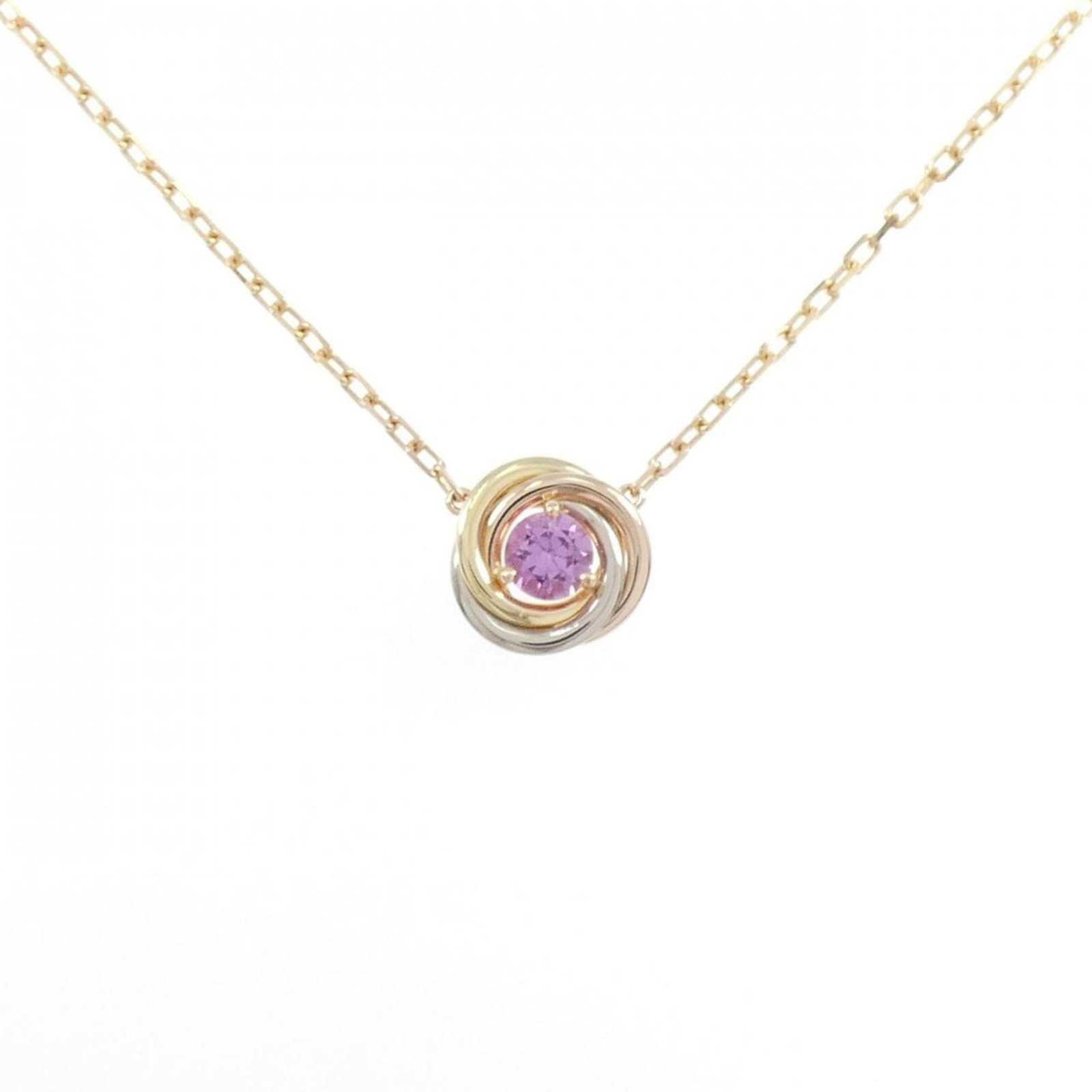 Necklace Cartier Trinity: Necklace Cartier Trinity Elevate your style with the iconic Cartier Trinity necklace, boasting a sleek 18K pink gold pendant adorned with a stunning sapphire stone. This timeless piece is crafted