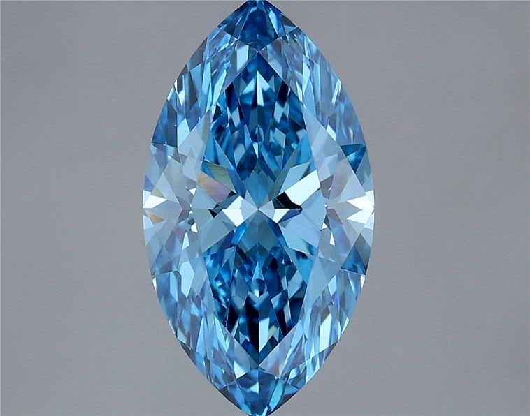 IGI Marquise 2.76ct Fancy Vivid Blue VVS2 Loose Lab Diamond: IGI Marquise 2.76ct Fancy Vivid Blue VVS2 Loose Lab Diamond Experience the breathtaking beauty of nature with this stunning 2.76ct Fancy Vivid Blue VVS2 loose lab diamond, certified by IGI and boastin