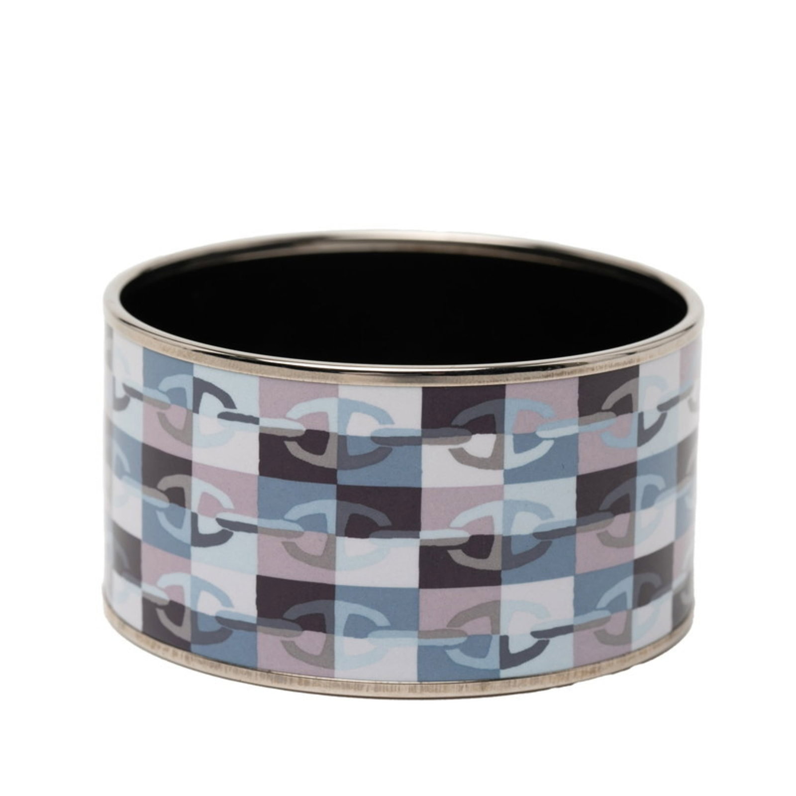 Hermes Metal Bangle: Hermes Metal Bangle A vibrant multi-color metal bangle from the iconic French fashion house Hermes, adding a pop of personality to any outfit with its unique design and sleek silver finish. With a dur