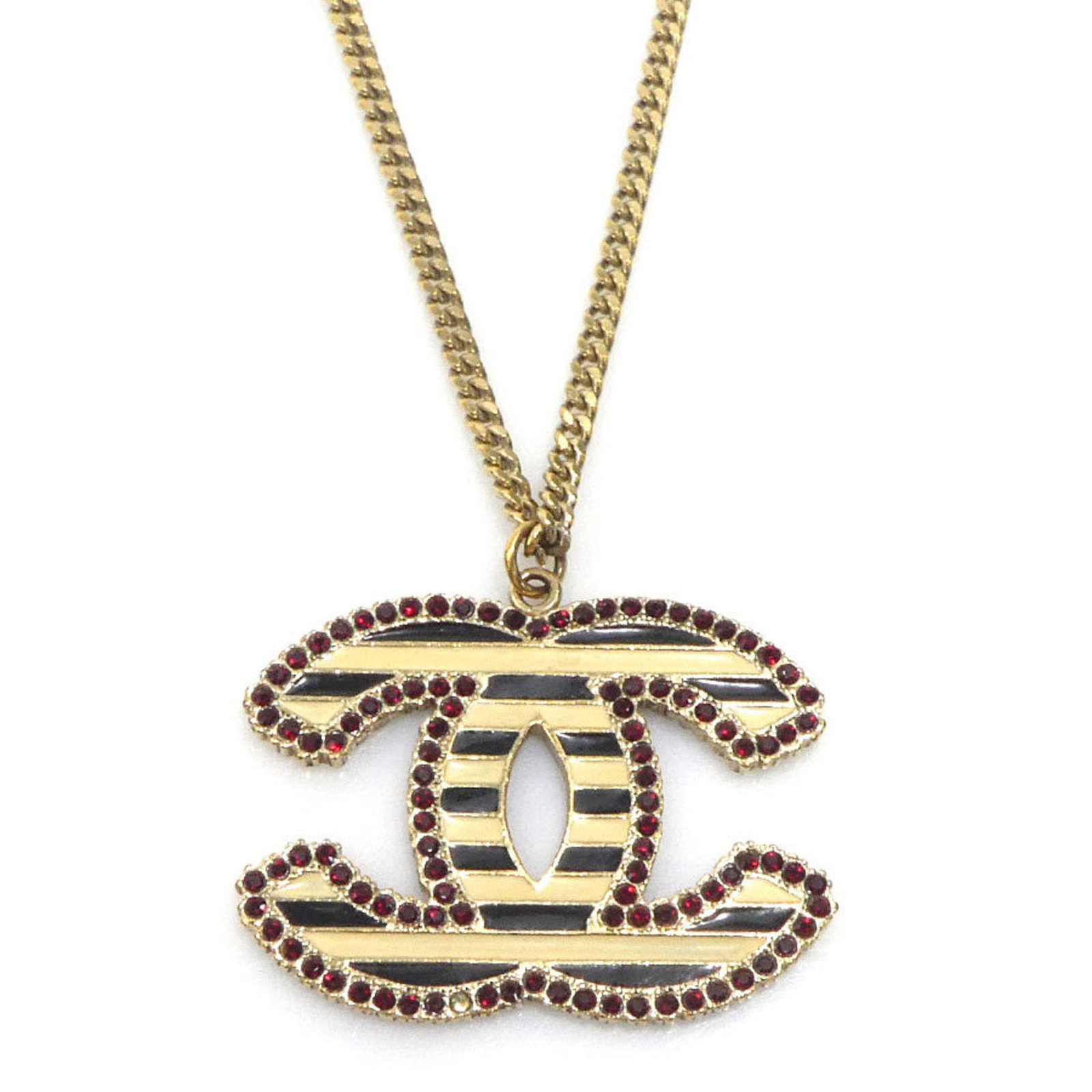 e61245i - CHANEL Coco Mark Necklace in Metal/ Enamel - Gold/ Black/ Off-White - Women's: e61245i - CHANEL Coco Mark Necklace in Metal/ Enamel - Gold/ Black/ Off-White - Women's Elevate your style with the iconic CHANEL Coco Mark Necklace, boasting a sleek gold and black design that exudes