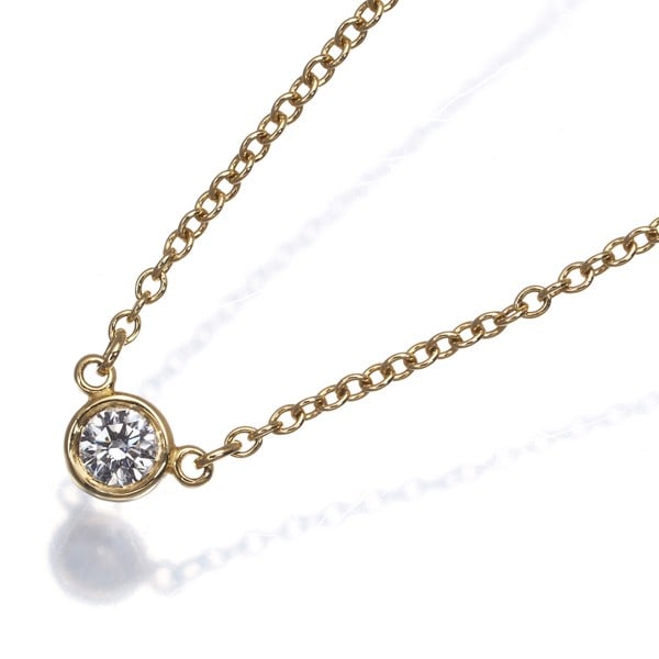 Gold Tiffany&Co. Necklace Diamond 0.08Ct By The Yard 18K 750 Yellow: Gold Tiffany&Co. Necklace Diamond 0.08Ct By The Yard 18K 750 Yellow Elevate your elegance with this stunning 18k yellow gold Tiffany & Co. necklace, boasting a beautiful natural diamond pendant that s
