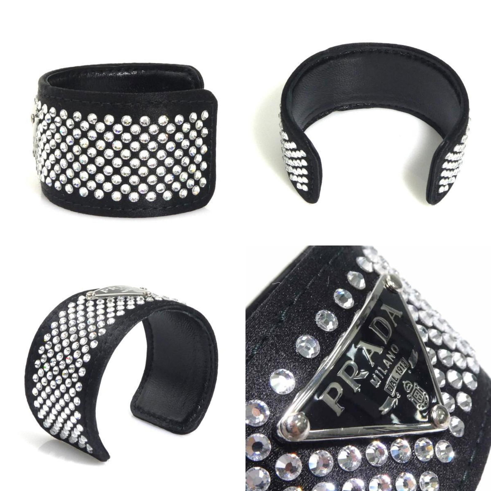 Prada Satin Rhinestone Bangle - 4