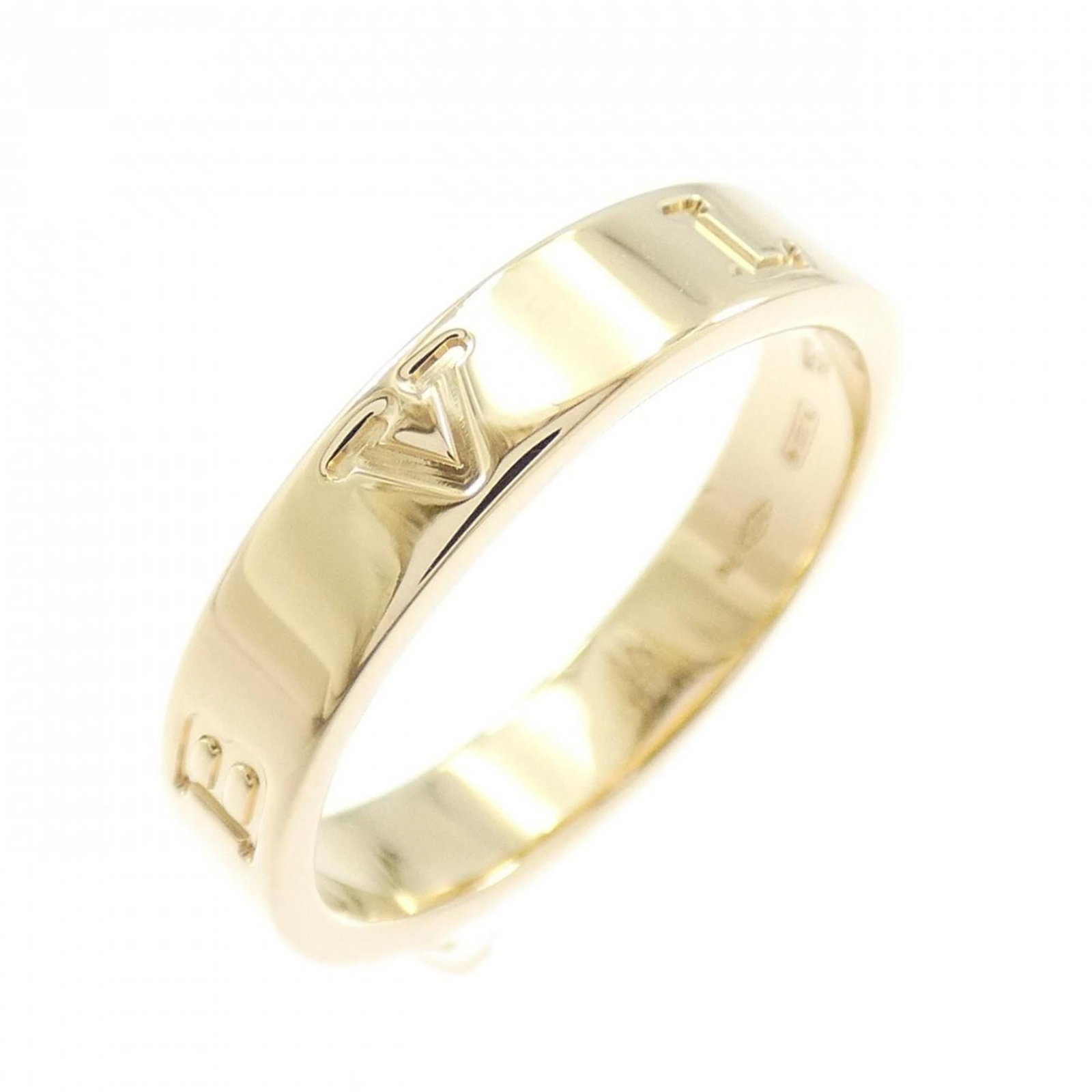 Bvlgari 18k Yellow Gold Band Ring: Bvlgari 18k Yellow Gold Band Ring Elevate your style with this stunning 18k yellow gold band ring from Bvlgari, boasting a sleek and sophisticated design that exudes luxury. With its high-quality yell