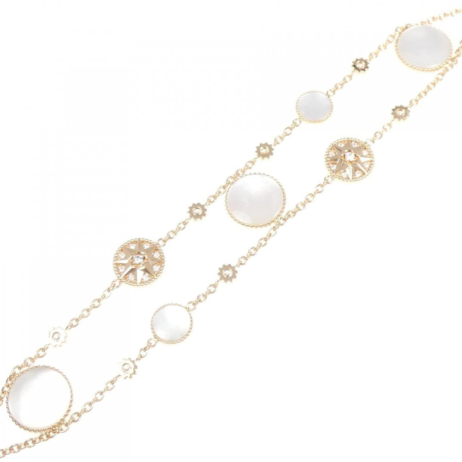 Pink Gold 18K Christian Dior Charm Bracelet: Pink Gold 18K Christian Dior Charm Bracelet Elevate your style with the luxurious Pink Gold 18K Christian Dior charm bracelet, boasting a delicate pink gold chain adorned with sparkling diamonds and m