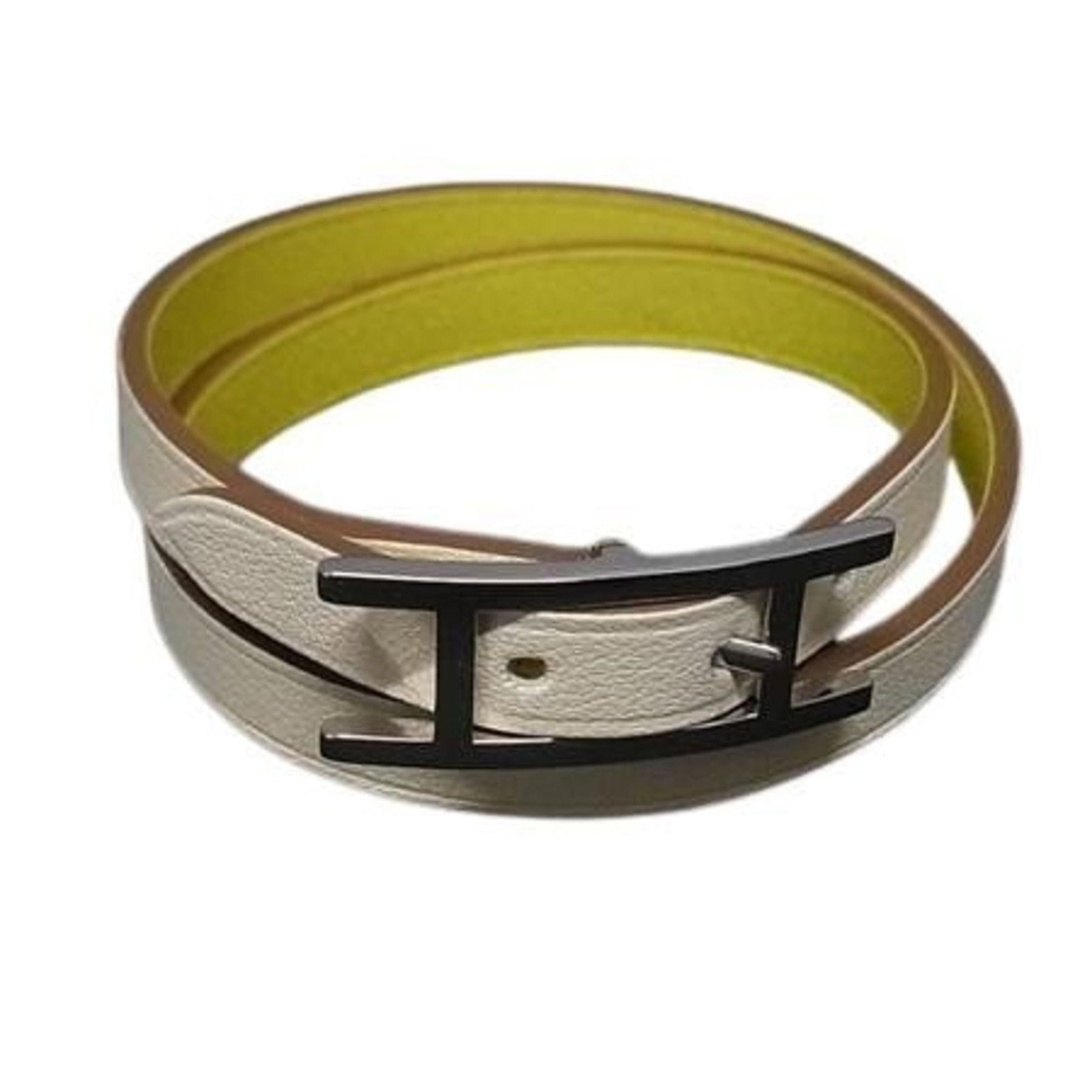 Hermes Leather Charm Bracelet: Hermes Leather Charm Bracelet Elevate your style with the iconic Hermes Leather Charm Bracelet, boasting supple ivory leather and sleek 8mm width that adds a touch of sophistication to any outfit. Mea