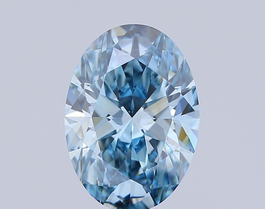 Loose Lab Diamond - Oval 2.27ct Fancy Blue VVS2: Loose Lab Diamond - Oval 2.27ct Fancy Blue VVS2 Experience the unparalleled beauty of a lab-grown Fancy Blue diamond, boasting an exceptional 2.27 carat oval shape with a vibrant blue hue and