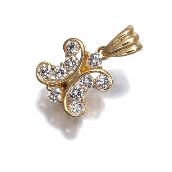 Celine Triomphe 18k Yellow Gold Pendant with 0.62ct Diamond: Celine Triomphe 18k Yellow Gold Pendant with 0.62ct Diamond Elevate your elegance with the Celine Triomphe 18k yellow gold pendant, boasting a stunning 0.62ct natural diamond at its centre. This exqui