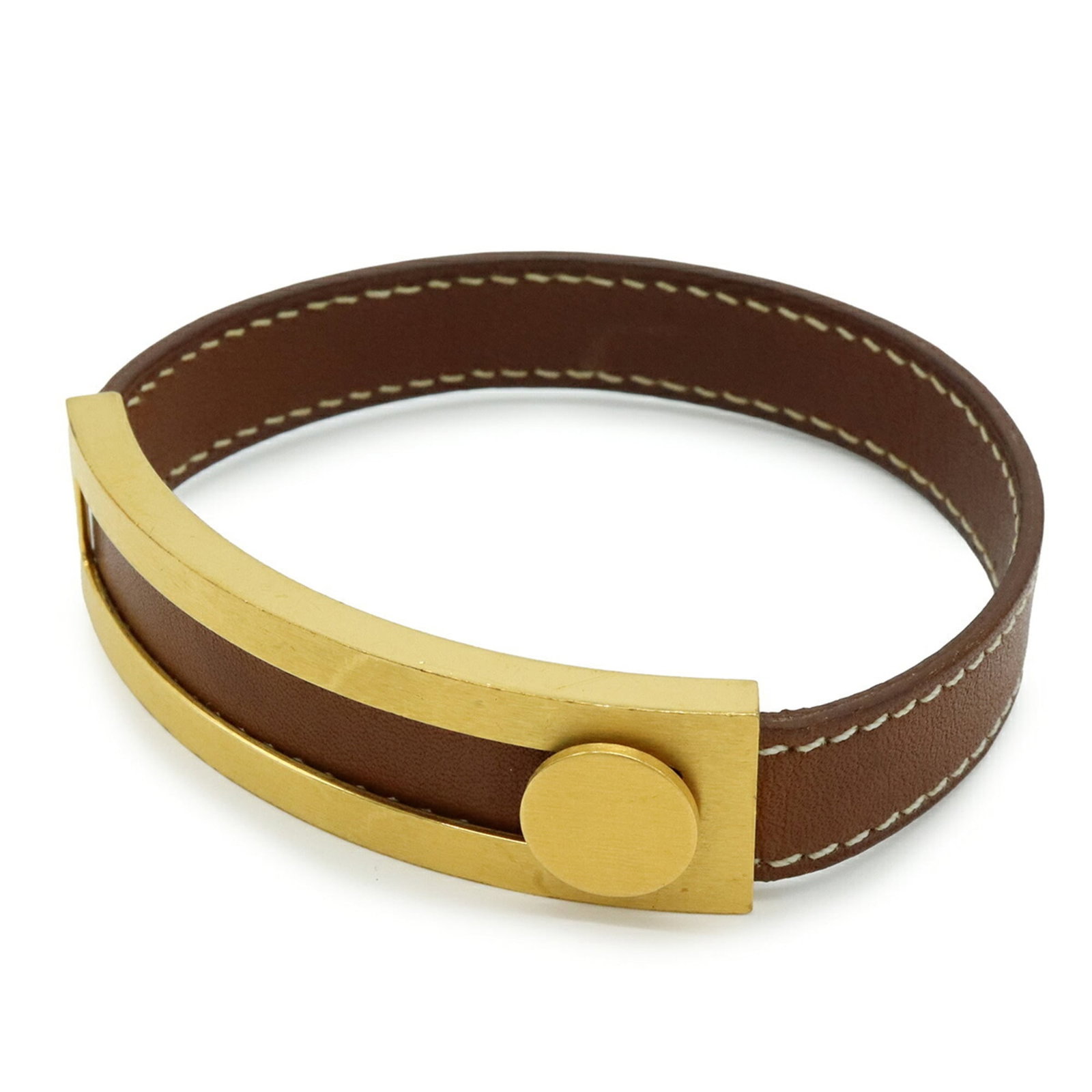 Hermes Leather Charm Bracelet: Hermes Leather Charm Bracelet A timeless and elegant accessory, this Herm?s leather charm bracelet boasts a rich brown finish and gold-plated details, adding a touch of sophistication to any outfit. W
