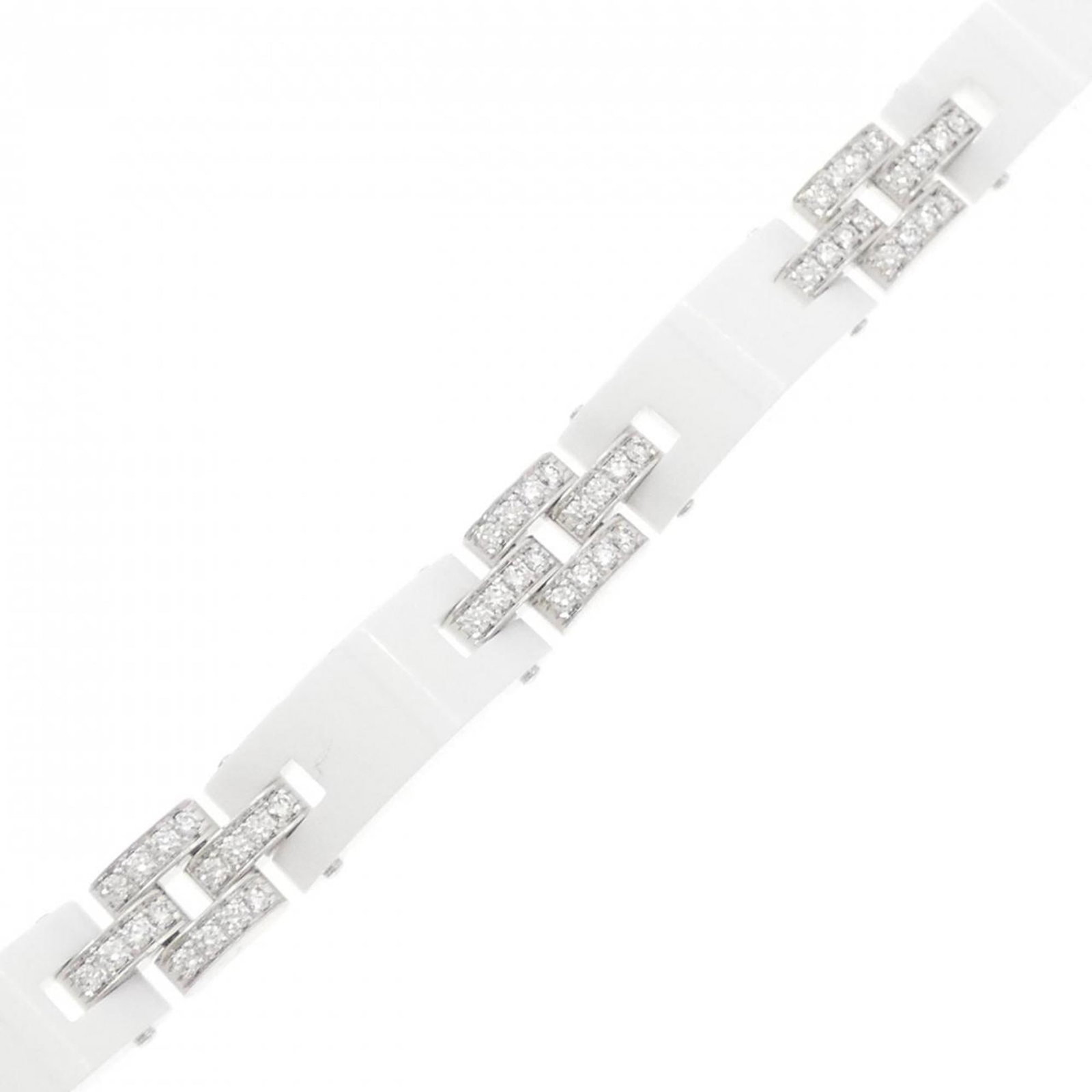 White Gold (18K) - Cartier Charm Bracelet Ceramic: White Gold (18K) - Cartier Charm Bracelet Ceramic Experience the timeless elegance of Cartier with this stunning 18K white gold charm bracelet, featuring a beautiful ceramic design and adorned with sp
