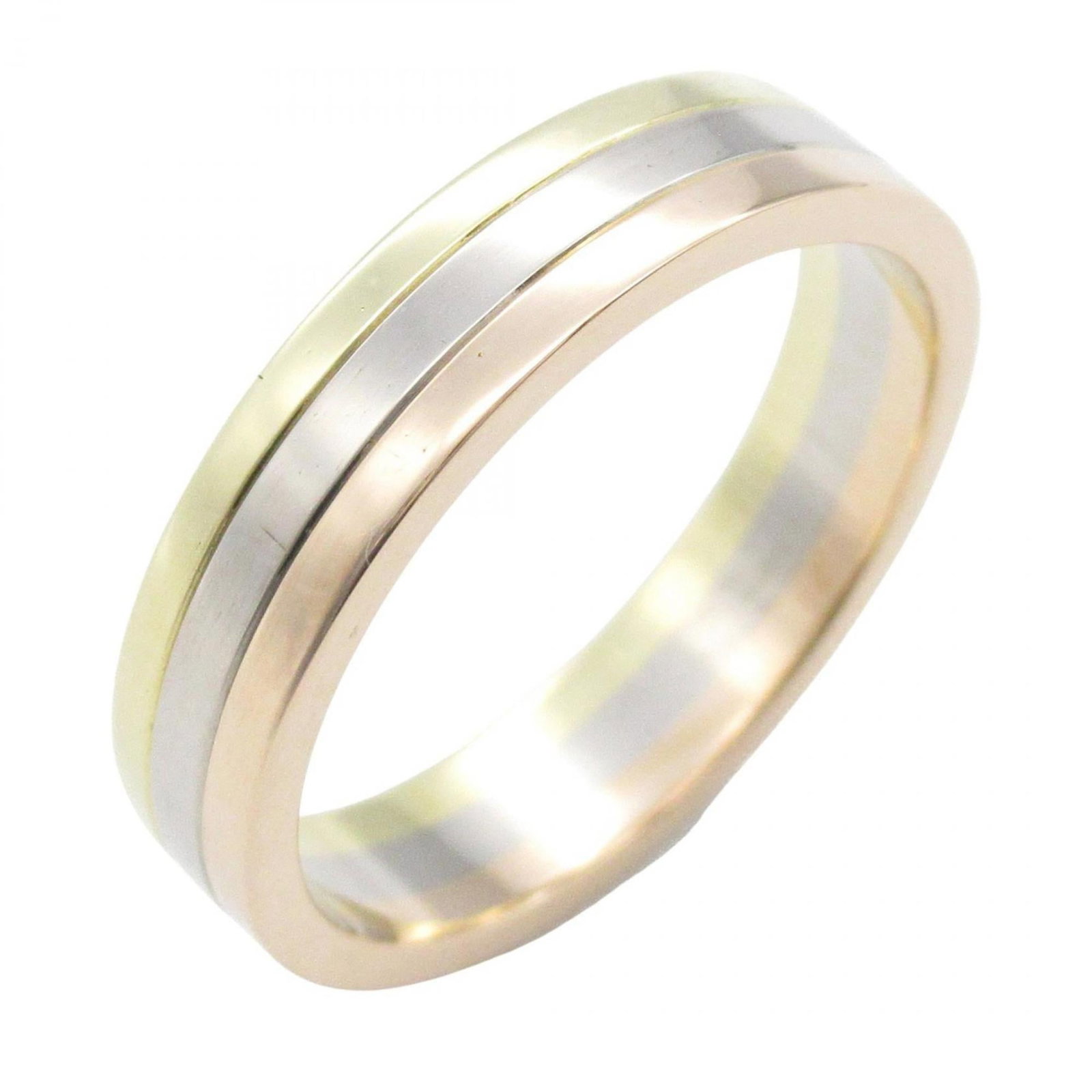 Yellow Gold (18K) - Cartier Band Ring Pink Gold (18K) - White Gold (18K): Yellow Gold (18K) - Cartier Band Ring Pink Gold (18K) - White Gold (18K) A stunning Cartier band ring in 18K pink and white gold, with the added touch of yellow gold accents, adds a unique twist to th