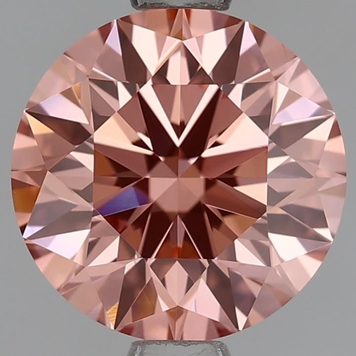 Orangey Pink VVS2 Fancy Round 1.58ct Loose Lab Diamond: Orangey Pink VVS2 Fancy Round 1.58ct Loose Lab Diamond Experience the unparalleled beauty of nature in a lab-grown diamond, boasting a vibrant Fancy Orangey Pink hue and exceptional clarity of VVS2.