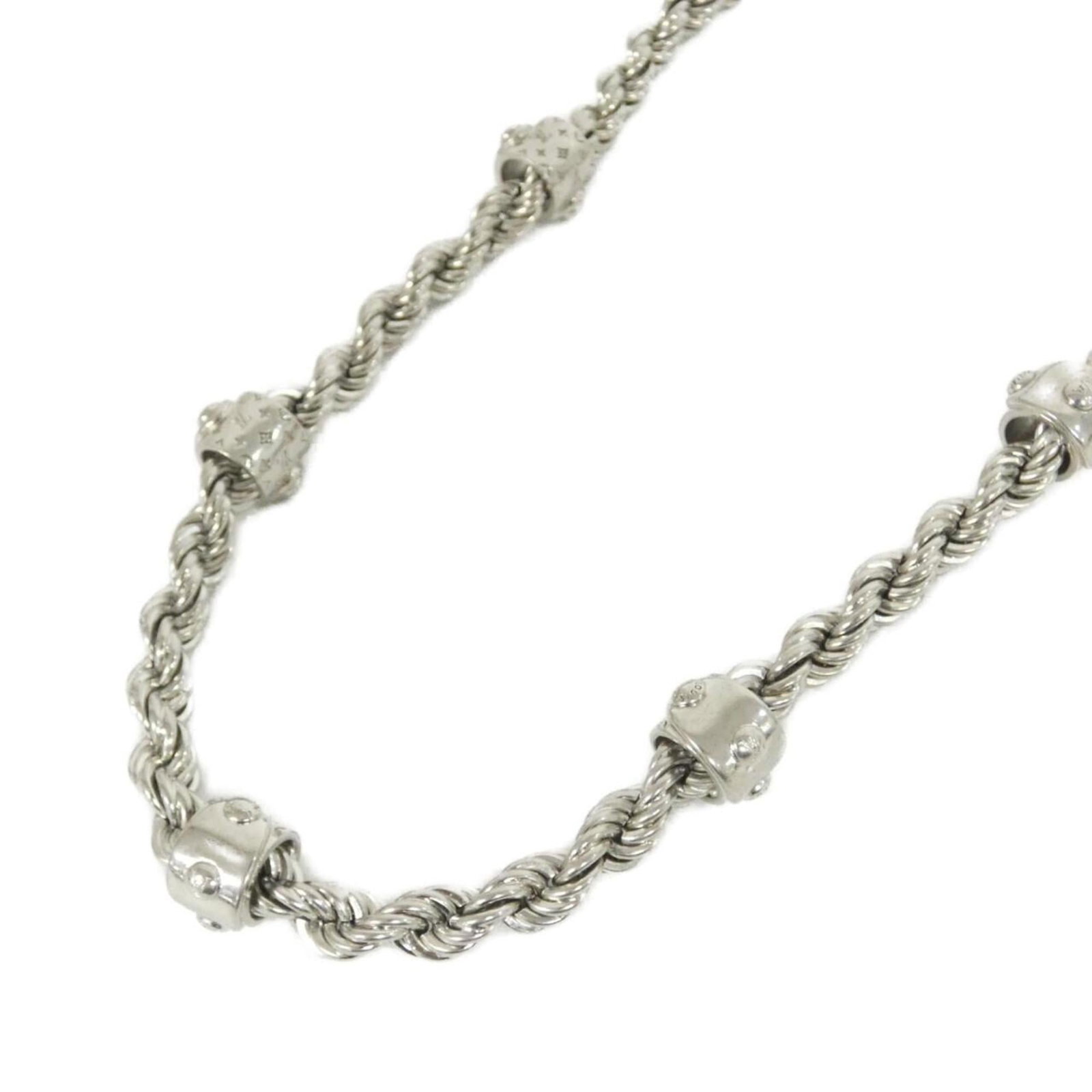 Louis Vuitton LV Rope Necklace: Louis Vuitton LV Rope Necklace A sleek and sophisticated accessory for the modern man, this Louis Vuitton rope necklace boasts the iconic brand's signature style with a sturdy silver rope chain and
