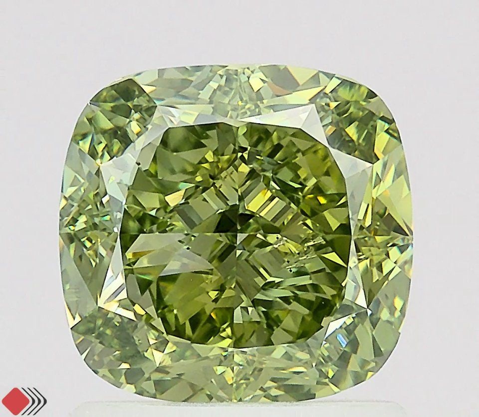 Loose Lab Diamond - IGI Cushion Modified 1.6ct Fancy Vivid Green VVS2: Loose Lab Diamond - IGI Cushion Modified 1.6ct Fancy Vivid Green VVS2 Experience the rare beauty of a Fancy Vivid Green lab diamond, certified by IGI and boasting exceptional clarity (VVS2) and