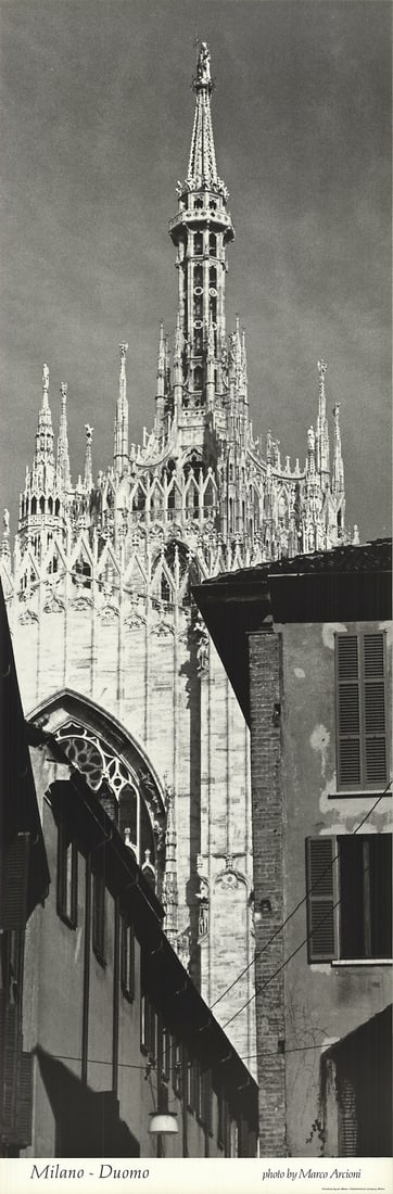 Wh MARCO ARCIONI Milano- Duomo 39.5" x 13" Offset Lithograph Photography Black &: Wh MARCO ARCIONI Milano- Duomo 39.5" x 13" Offset Lithograph Photography Black & Experience the grandeur of Milan's iconic Duomo through the lens of Italian photographer Marco Arcioni, captured in a