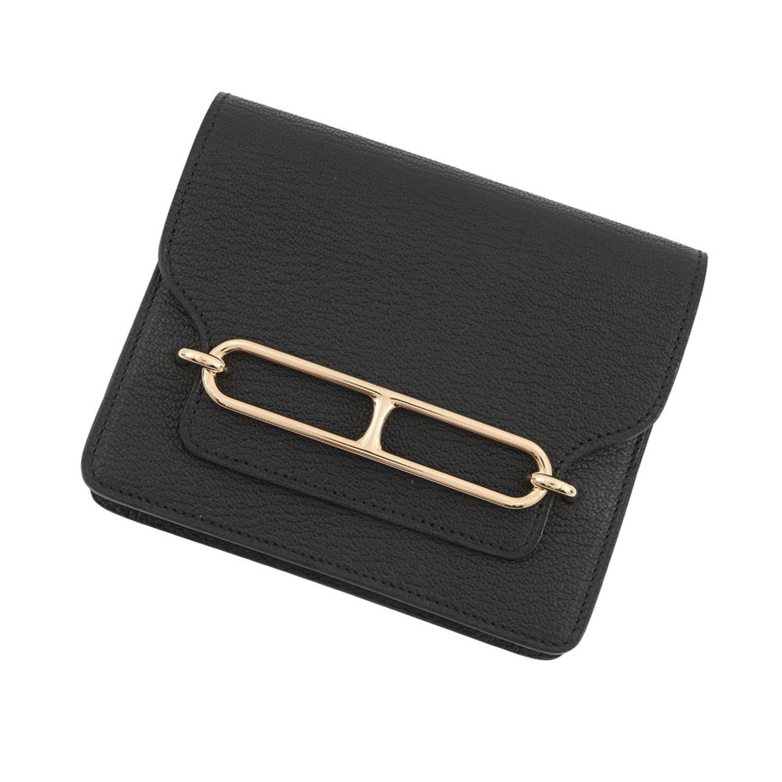 Hermes Coin Purse/ Case Chevre Myzore Leather: Hermes Coin Purse/ Case Chevre Myzore Leather A sleek and sophisticated accessory for the modern man, this Hermes Coin Purse/Coin Case is crafted from rich Chevre Myzore Leather in classic black. Its