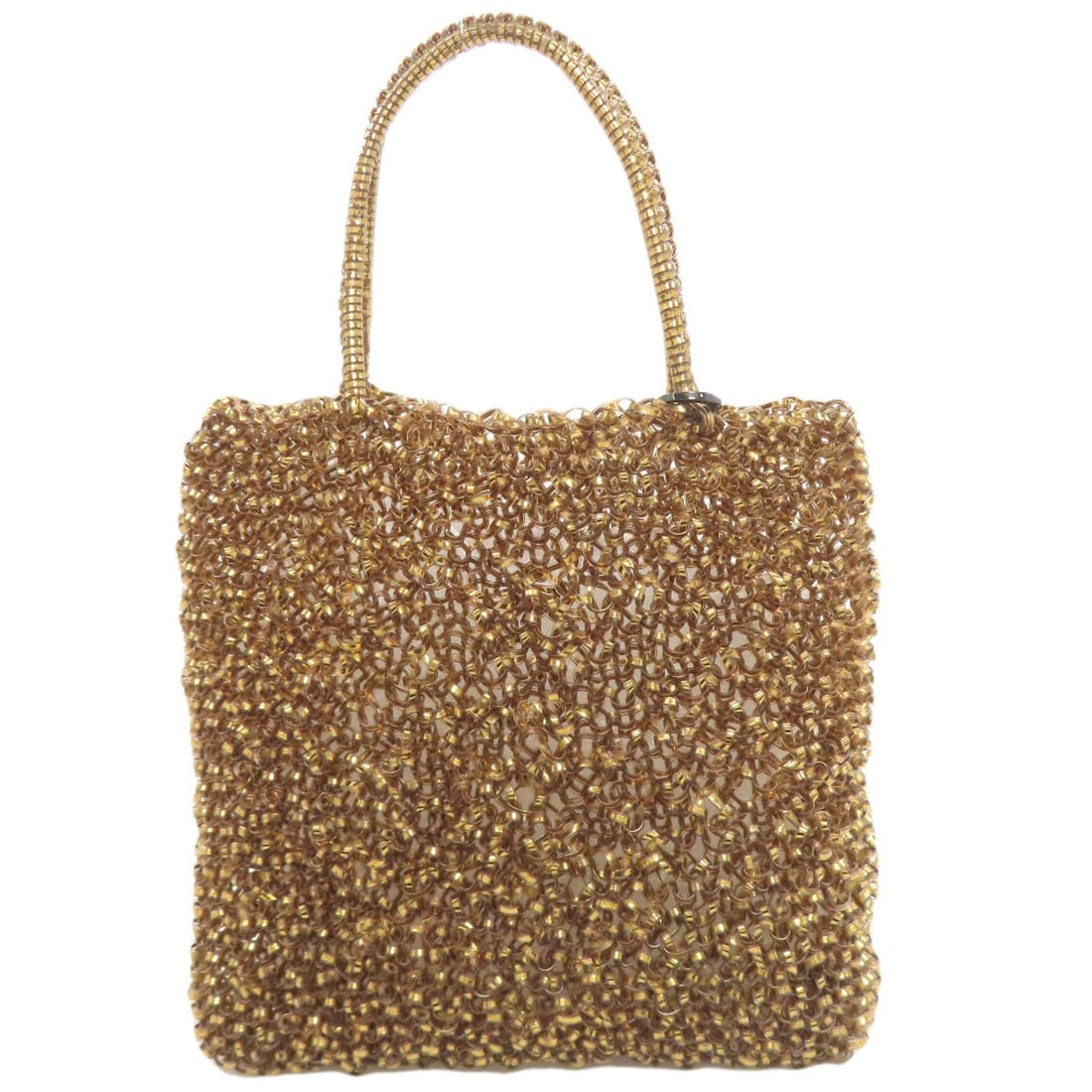 Anteprima PVC Wire Handbag: Anteprima PVC Wire Handbag Elevate your style with the luxurious Anteprima PVC Wire Handbag, boasting a sleek gold exterior made from high-quality PVC material that adds a touch of sophistication to
