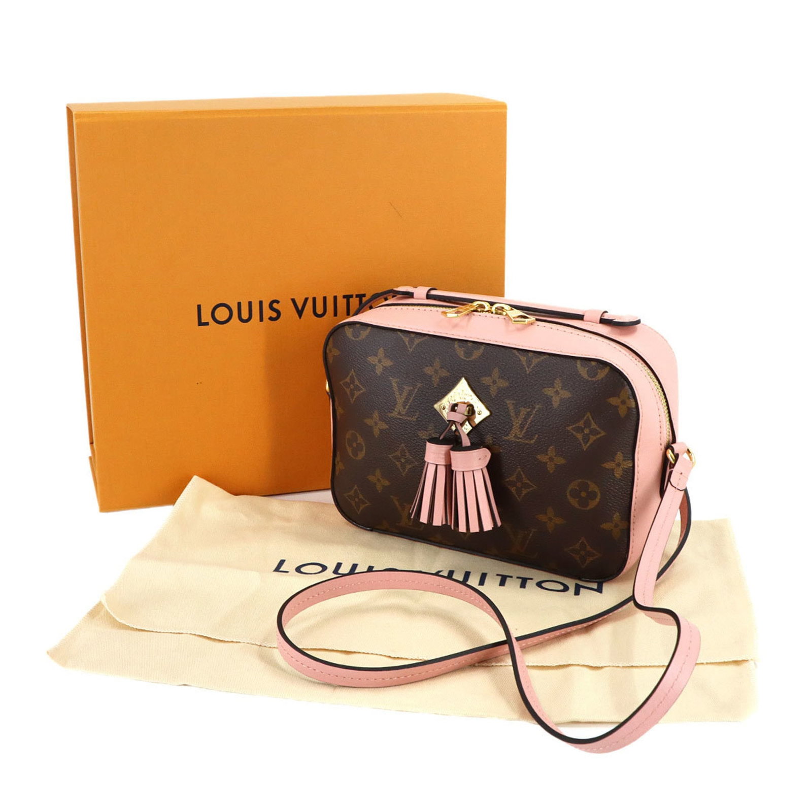 Louis Vuitton Monogram Leather Shoulder Bag: Louis Vuitton Monogram Leather Shoulder Bag Experience the iconic style of Louis Vuitton with this exquisite Monogram Leather Shoulder Bag, boasting the signature rose gold monogram pattern and premiu