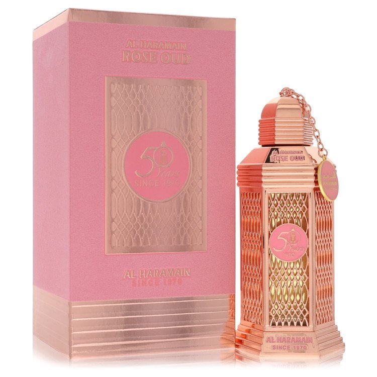 Al Haramain Rose Oud Eau de Parfum Spray: Al Haramain Rose Oud Eau de Parfum Spray Experience the timeless elegance of Al Haramain Rose Oud, a captivating eau de parfum that combines the sweetness of rose with the depth of oud. This 3.4 oz Ea