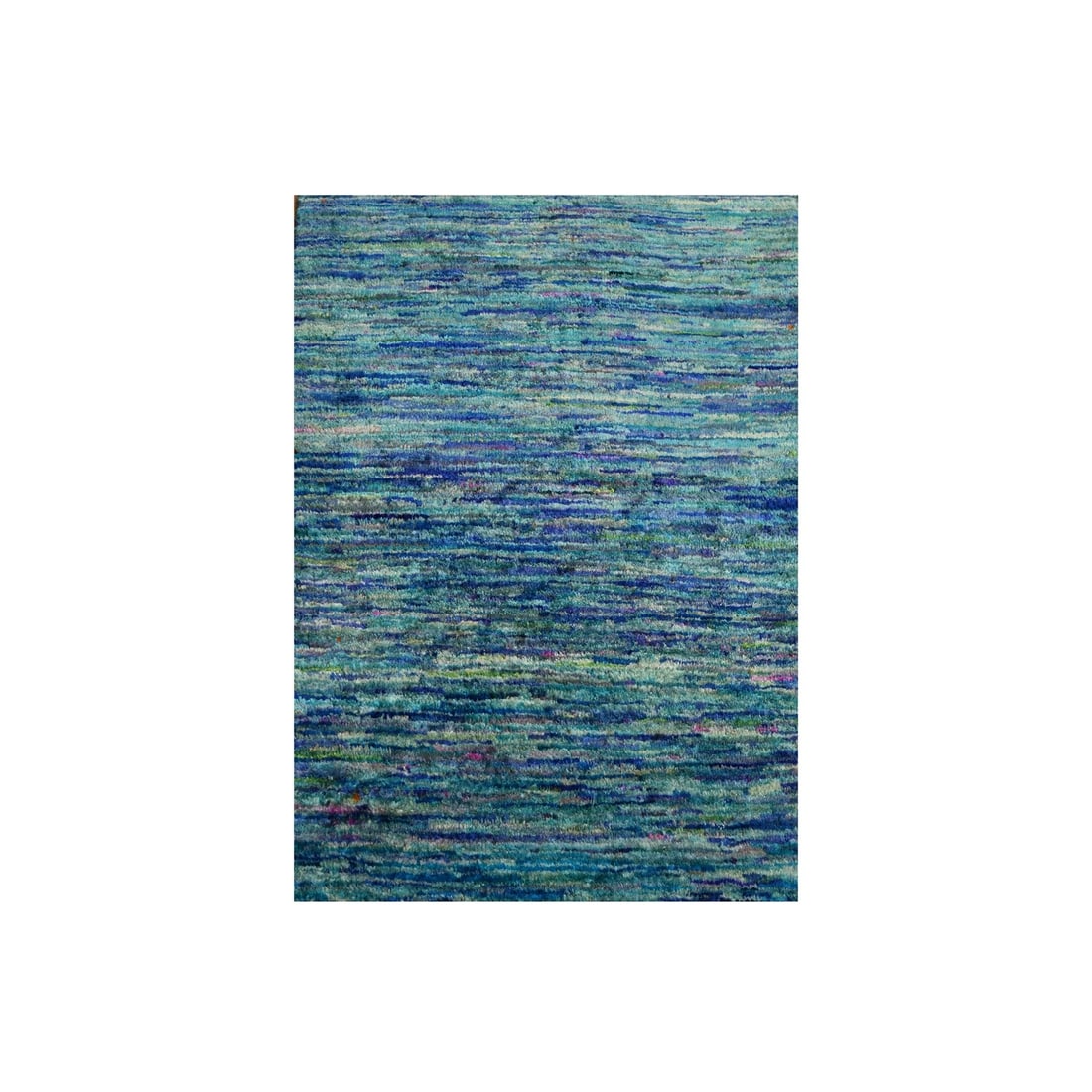 Rug 2'x3' Vivid Blue Plain Solid Design Hand Knotted Pure Sari Silk Mat: Rug 2'x3' Vivid Blue Plain Solid Design Hand Knotted Pure Sari Silk Mat Experience the timeless elegance of Indian craftsmanship with this stunning 2'x3' hand-knotted pure sari silk mat, boasting a vi