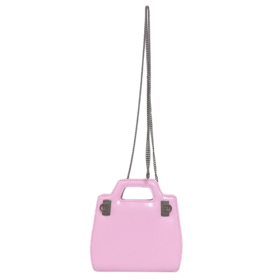 Salvatore Ferragamo Mini Chain Bag 2WAY Shoulder Leather: Salvatore Ferragamo Mini Chain Bag 2WAY Shoulder Leather Elevate your style with the Salvatore Ferragamo Mini Chain Bag, a chic 2-way shoulder design that effortlessly adds a touch of sophistication t