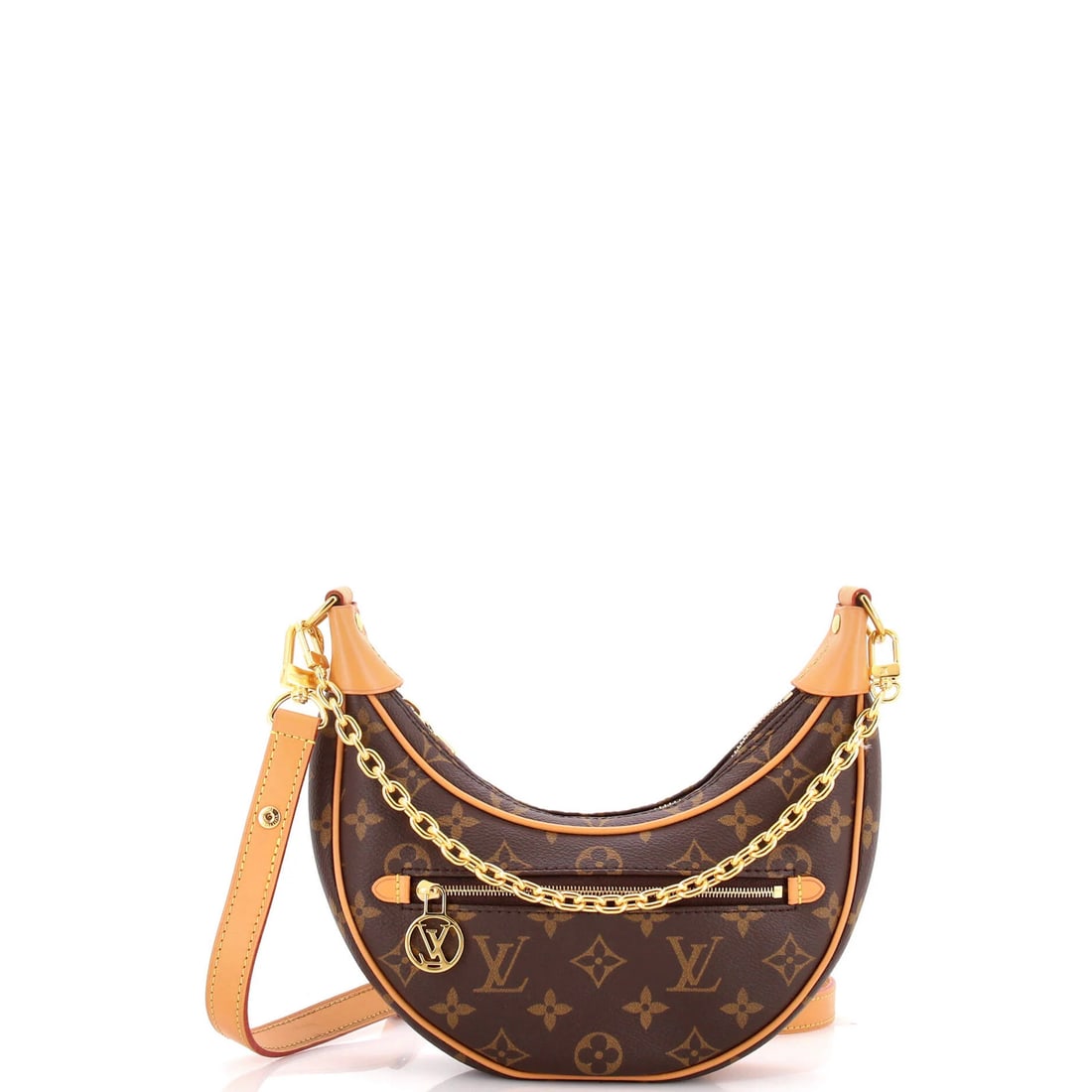 Louis Vuitton Monogram Canvas Loop Handbag: Louis Vuitton Monogram Canvas Loop Handbag Experience the timeless elegance of Louis Vuitton's iconic Monogram Canvas Loop Handbag, boasting a rich brown exterior with gold hardware and a neutral inte