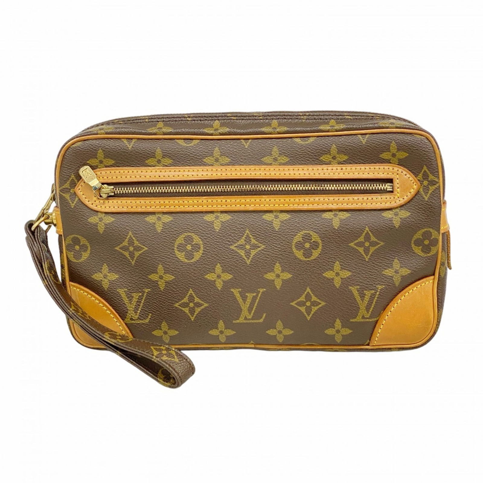 Bag Louis Vuitton Clutch: Bag Louis Vuitton Clutch A timeless piece from the iconic Louis Vuitton brand, this brown clutch bag boasts classic monogram pattern and sleek design. With its substantial size and sturdy construction