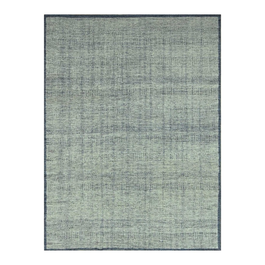 Wool 8'10"x11'10" Blue Hand Knotted Oriental Rug Oxidized Grass Design: Wool 8'10"x11'10" Blue Hand Knotted Oriental Rug Oxidized Grass Design Experience the timeless beauty of India's rich cultural heritage with this stunning blue hand-knotted wool rug, boasting an oxidi