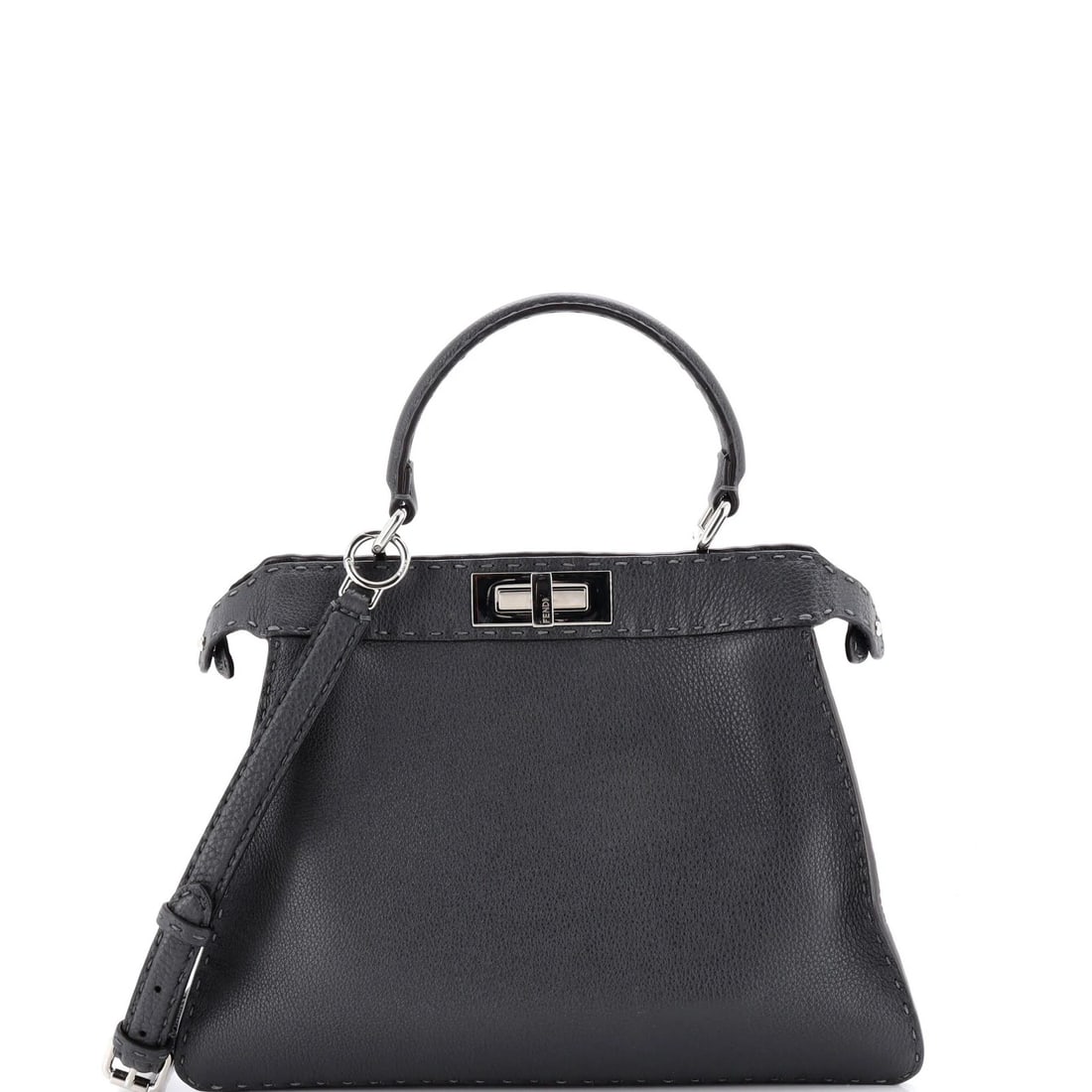 Fendi Selleria Peekaboo ISeeU Medium Leather Bag: Fendi Selleria Peekaboo ISeeU Medium Leather Bag The Fendi Selleria Peekaboo ISeeU Medium Leather Bag is a timeless and sophisticated satchel that exudes luxury and elegance. With its sleek gray leath