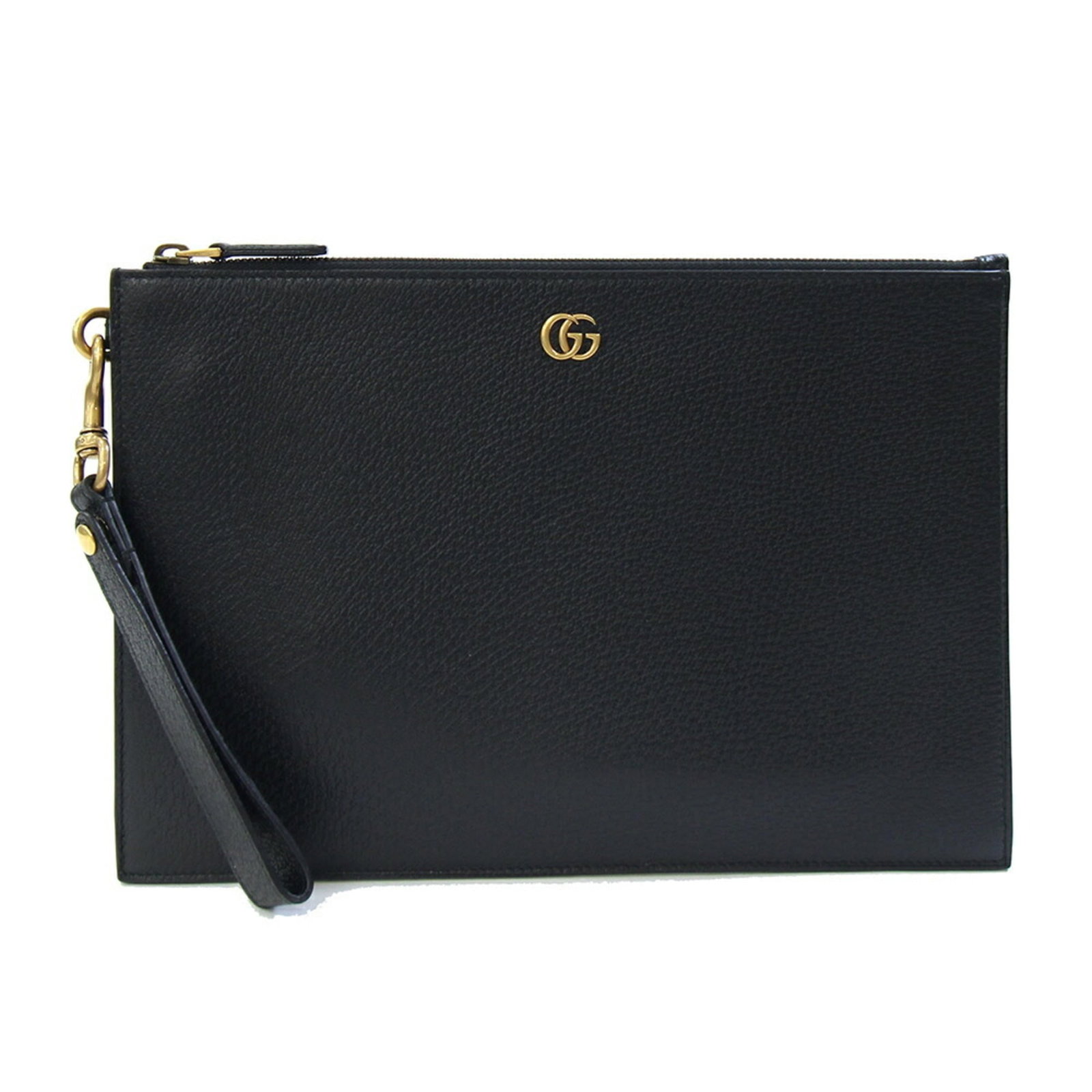 Gucci Leather Clutch Handbag: Gucci Leather Clutch Handbag Elevate your evening look with this stunning Gucci leather clutch, boasting sleek black leather and a timeless design that exudes sophistication. Measuring 20.5cm x