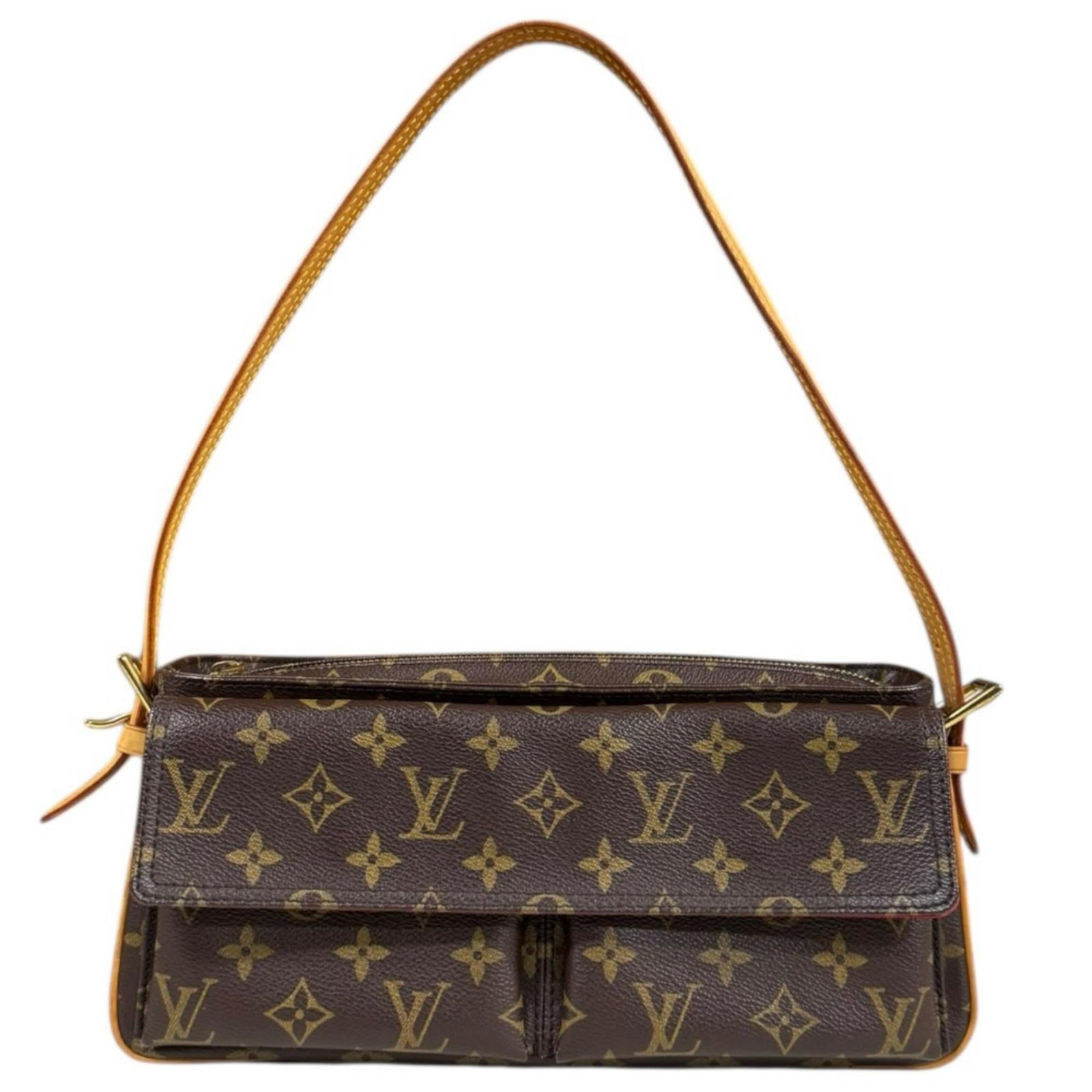 Louis Vuitton Monogram Canvas Shoulder Bag: Louis Vuitton Monogram Canvas Shoulder Bag A timeless and iconic Louis Vuitton shoulder bag, this classic brown monogram canvas tote boasts the signature LV monogram pattern and sleek design that exud
