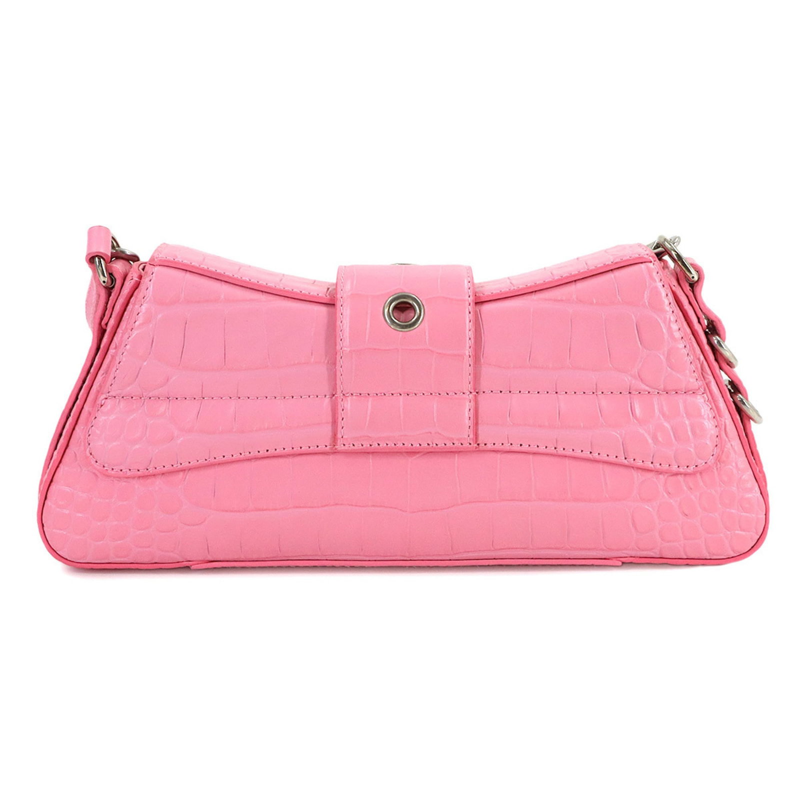 Leather Balenciaga Shoulder Bag: Leather Balenciaga Shoulder Bag A stunning pink leather shoulder bag from Balenciaga, perfect for adding a touch of luxury to your everyday look. With its sleek 13cm design and spacious interior,