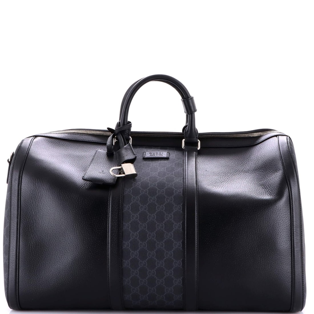 Gucci Medium Convertible Duffle Backpack in GG Coated Canvas and Leather: Gucci Medium Convertible Duffle Backpack in GG Coated Canvas and Leather Experience the epitome of luxury travel with this Gucci Medium Convertible Duffle Backpack, crafted from high-quality GG Coated