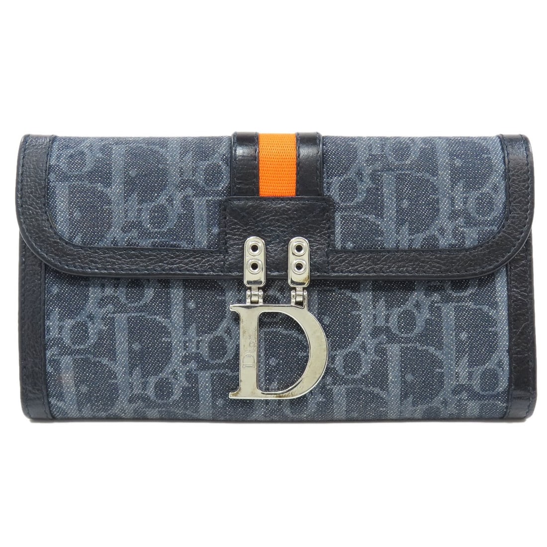 Christian Dior Denim Long Wallet with Coin Pocket: Christian Dior Denim Long Wallet with Coin Pocket Elevate your everyday style with the iconic Christian Dior denim long wallet, boasting a sleek navy exterior and a spacious interior perfect for stash