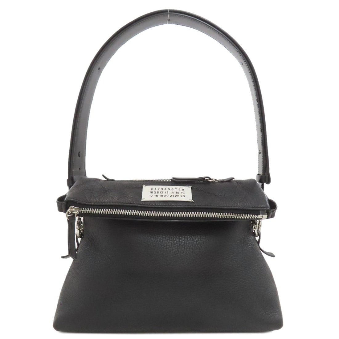 Calf MaisonMargiela logo Shoulder Bag: Calf MaisonMargiela logo Shoulder Bag A sleek and sophisticated shoulder bag, the Calf MaisonMargiela is crafted from rich calf leather in a timeless black hue. Characterized by its understated elegan