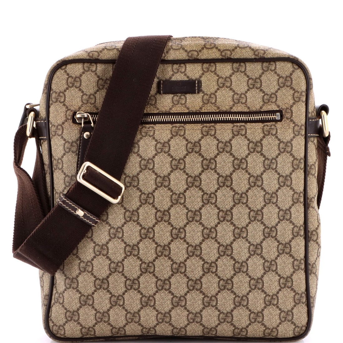 Medium Gucci Front Zip Messenger GG Coated Canvas: Medium Gucci Front Zip Messenger GG Coated Canvas A stylish and practical medium-sized cross body bag from Gucci, the GG Coated Canvas Front Zip Messenger is a timeless accessory for everyday use. Wit