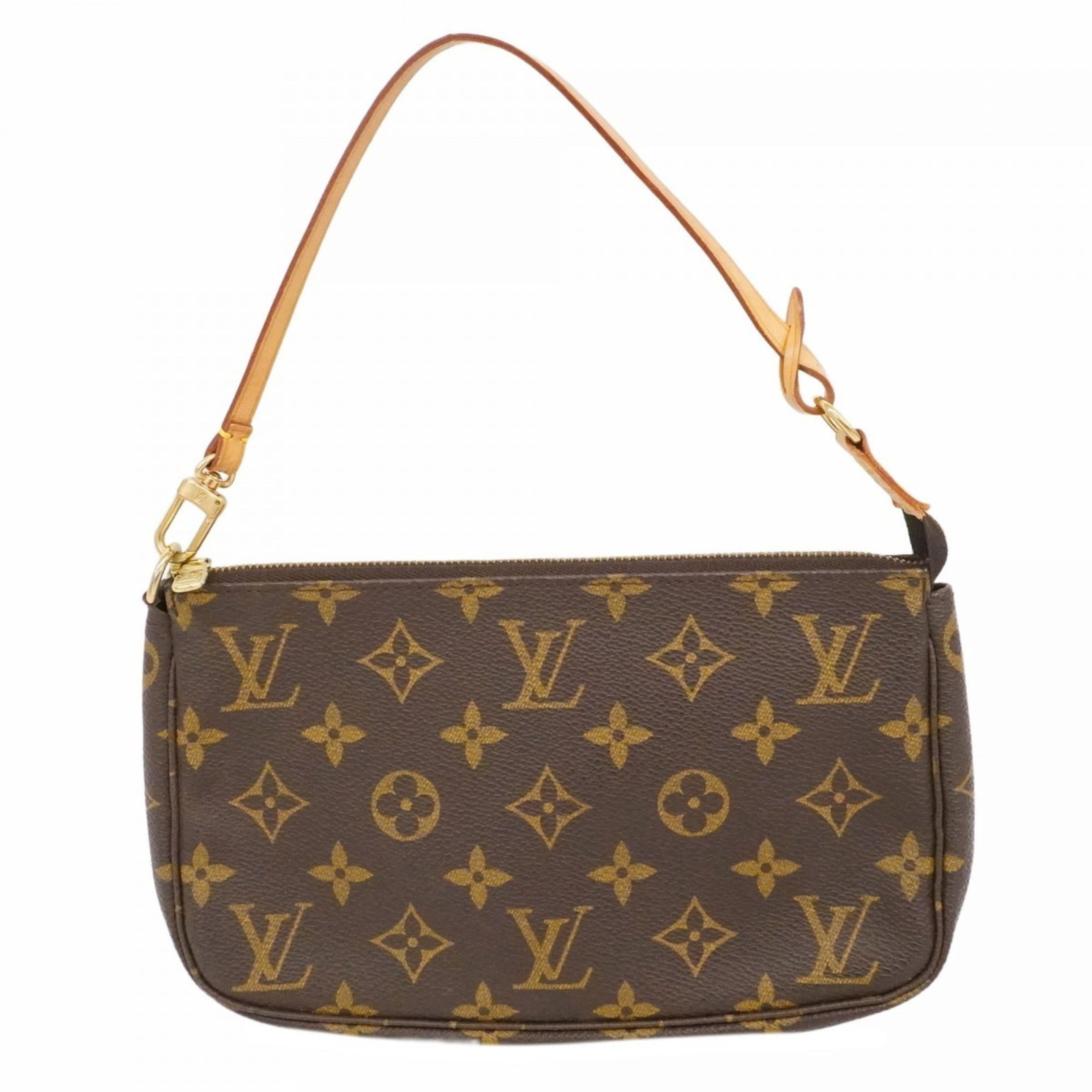 Pouch Louis Vuitton: Pouch Louis Vuitton A pre-owned Louis Vuitton pouch in rich brown leather, offering a stylish and practical accessory for everyday use. With its classic design and iconic monogram pattern, this piece