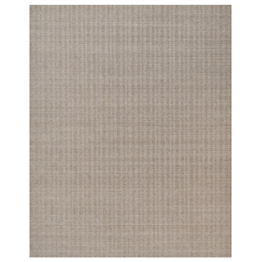 Wool 12'x15' Light Brown Hand Loomed XL Rug Vertical Stripes Design Pure: Wool 12'x15' Light Brown Hand Loomed XL Rug Vertical Stripes Design Pure Experience the timeless elegance of India's rich cultural heritage in this stunning 12'x15' hand loomed wool rug, boasting a cl
