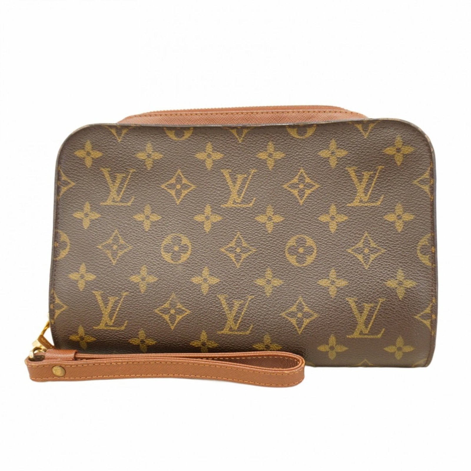 Bag Louis Vuitton Clutch: Bag Louis Vuitton Clutch A timeless piece from the iconic Louis Vuitton brand, this brown clutch bag boasts classic LV monogramming and a sleek, sophisticated design that's perfect for dressing up any