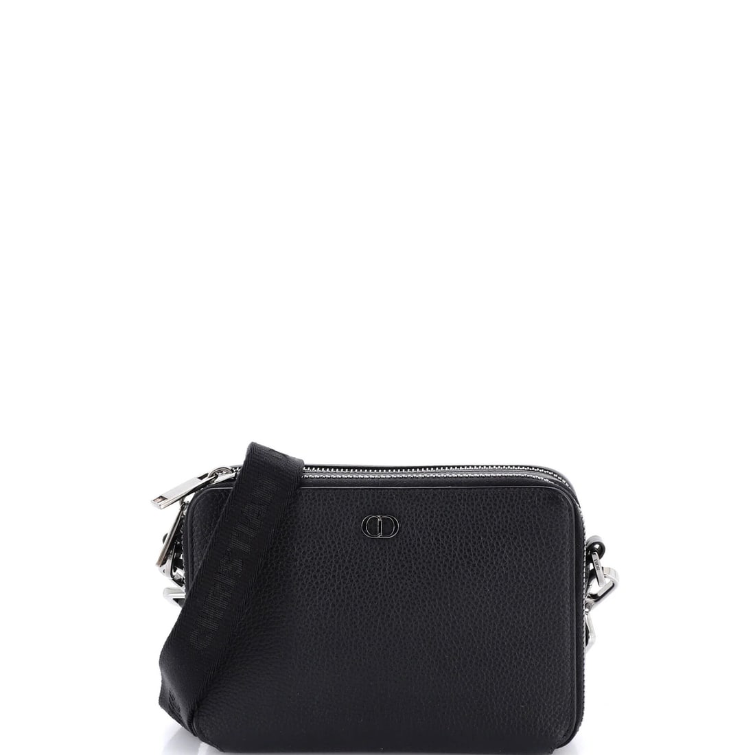 Christian Dior CD Icon Double Zip Leather Pouch: Christian Dior CD Icon Double Zip Leather Pouch The Christian Dior CD Icon Double Zip Leather Pouch is a sleek and sophisticated accessory that exudes luxury. With its classic double zip closure, blac