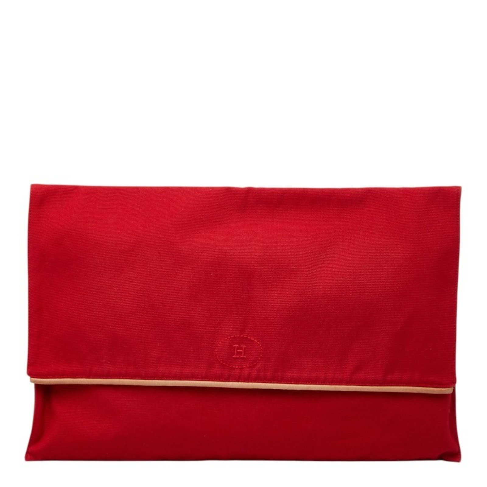 Hermes Cotton Pouch: Hermes Cotton Pouch A vibrant red Hermes cotton pouch, perfect for adding a pop of color to your daily essentials. Made from high-quality cotton and measuring 25.5cm x 38.5cm, this compact pouch is id
